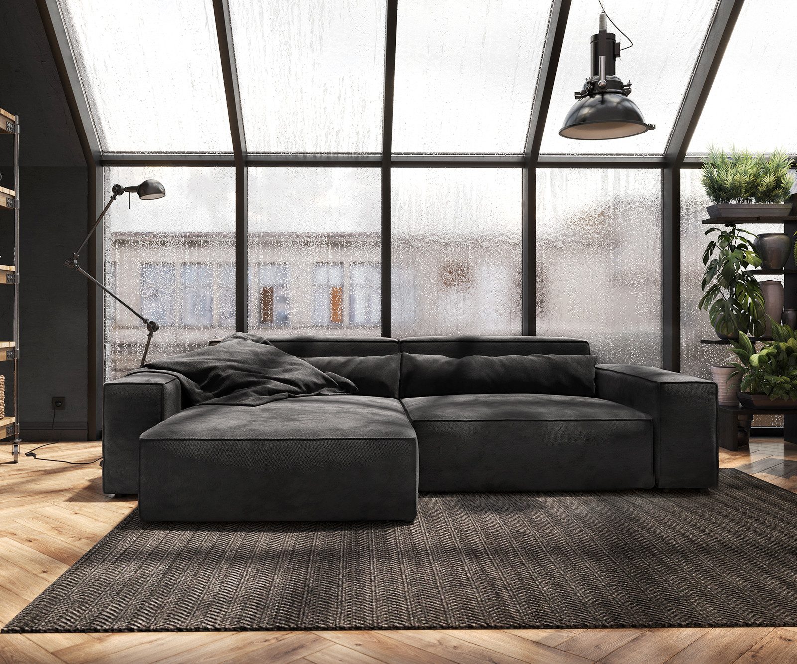 DELIFE Ecksofa Sirpio, XL Mikrofaser Schwarz günstig online kaufen
