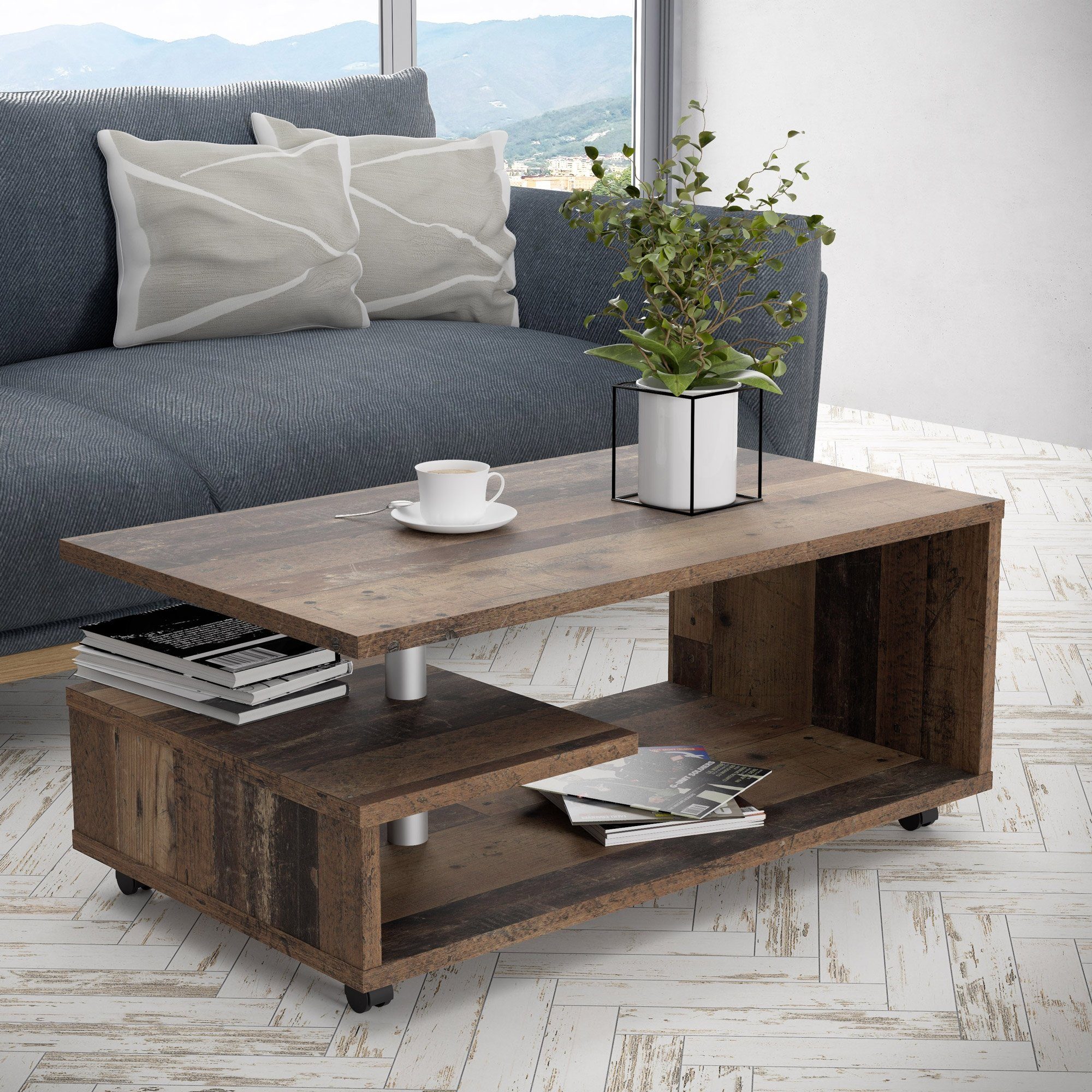 Newroom Couchtisch Brisa, Couchtisch Old Wood Vintage Modern Wohnzimmertisch Sofatisch