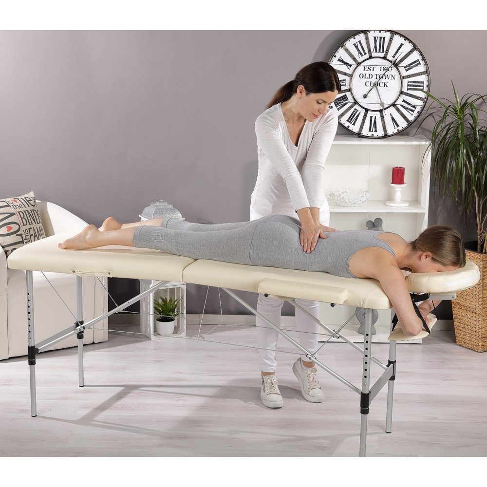 Feel2Home Massageliege Massageliege Aluminium 2 Zonen schwarz Massagebank klappbar Liege (Stück, Premium-Massageliege), Abnehmbare Elemente