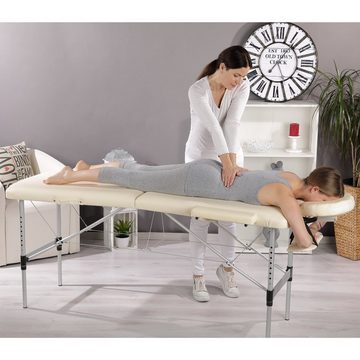Feel2Home Massageliege Massageliege Aluminium 2 Zonen schwarz Massagebank klappbar Liege (Premium-Massageliege)