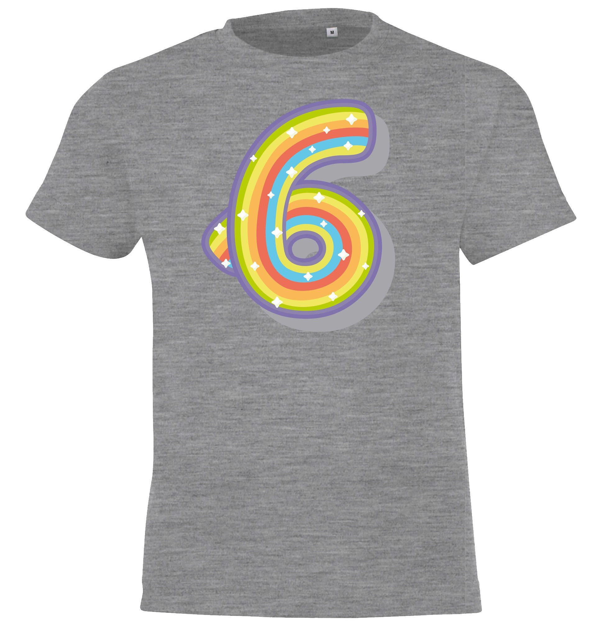Youth Designz T-Shirt mit Grau Frontprint Jahre 6 für Mädchen T-Shirt süßem Geburtstag Alt