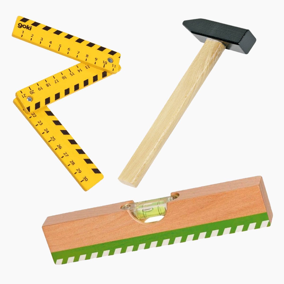 goki Spielwerkzeug Werkzeugset Maurer, (spar set, 3-tlg., spar set), Spielspaß mit echtem Werkzeug