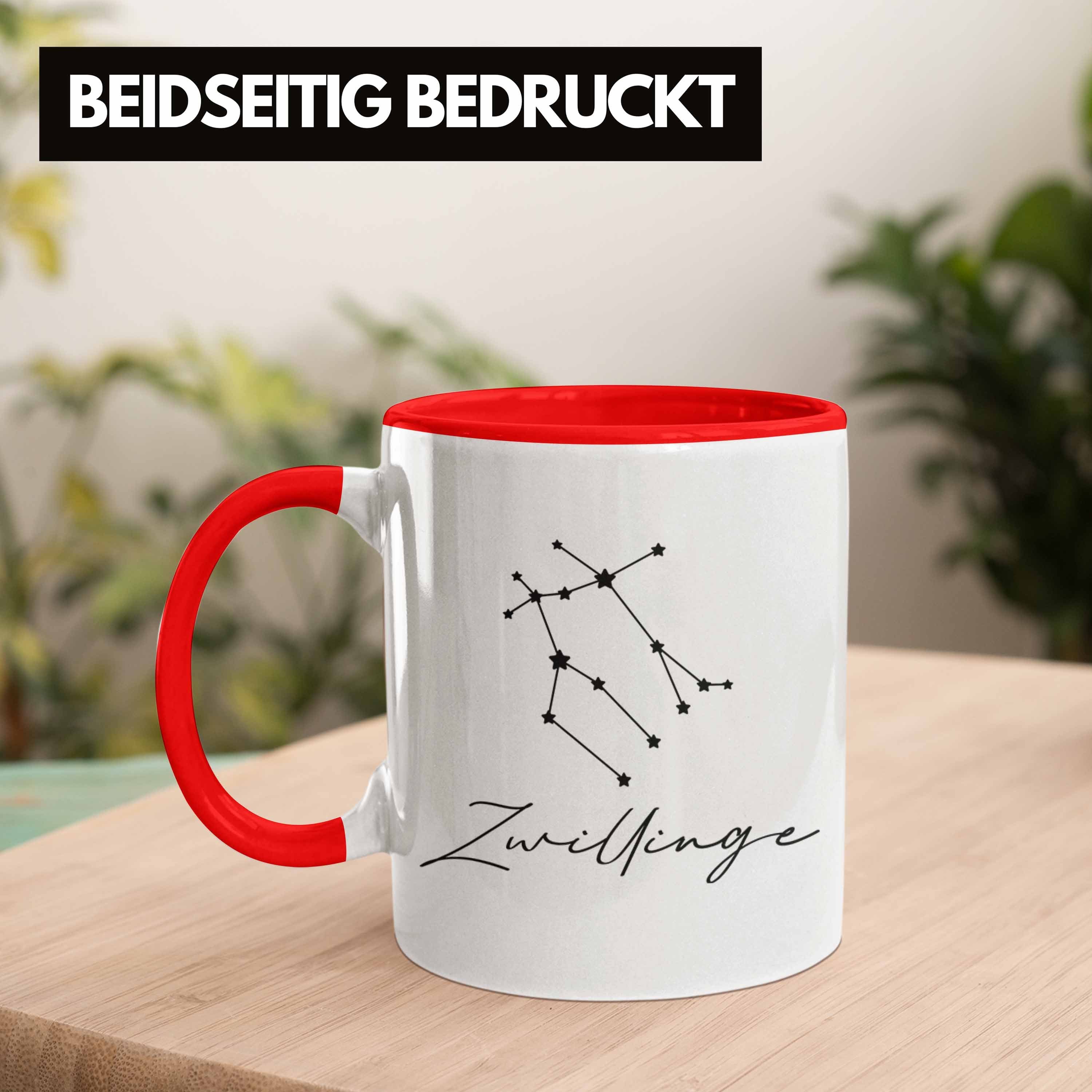 Tasse Geschenk Sternzeichen Trendation Tasse - Rot Tierkreiszeichen Trendation Zwilling Horoskop