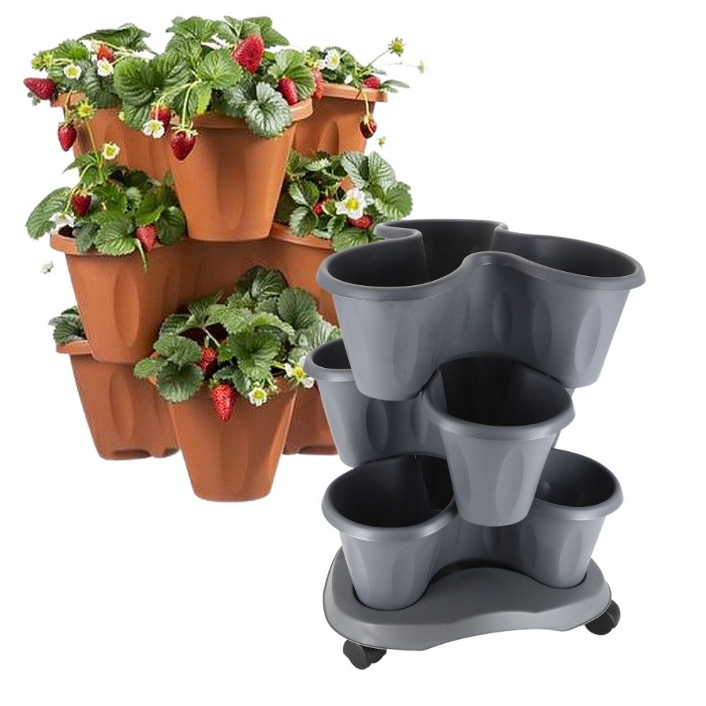 GarPet Blumentopf Pflanzturm Erdbeerturm Pflanzkübel Rollen günstig online kaufen