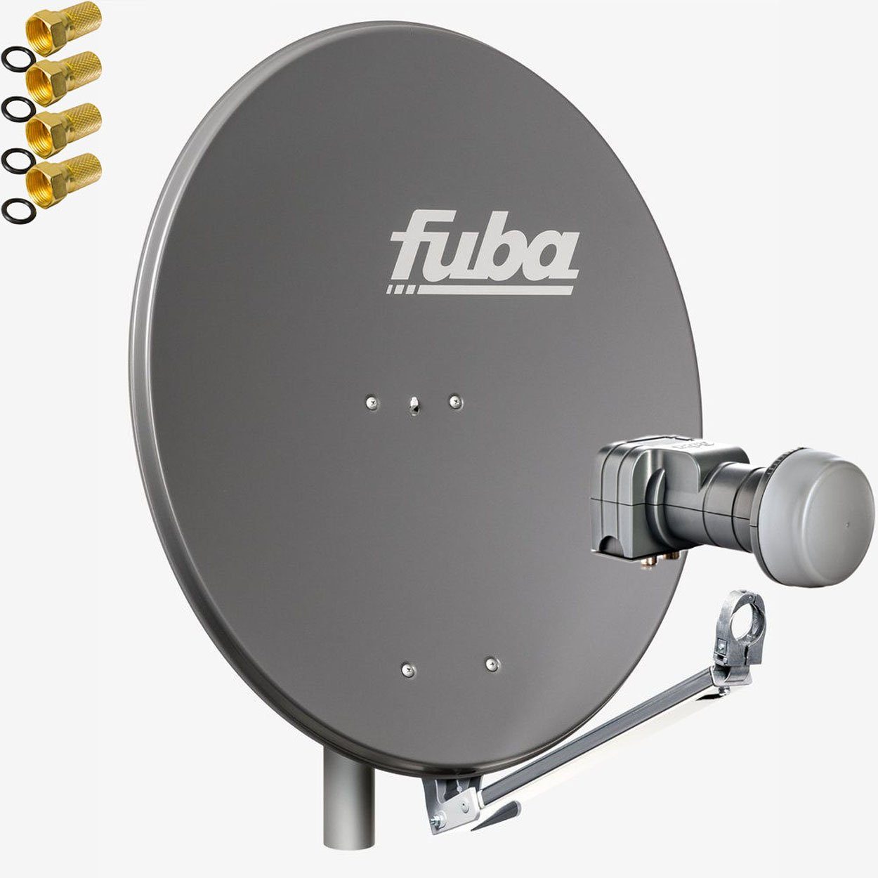 DAL 802 A + Twin LNB Sat Anlage Alu Spiegel Anthrazit 2 Teilnehmer SAT-Antenne