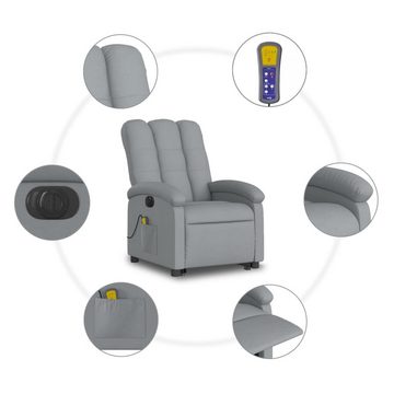 vidaXL Sessel Elektrischer Massagesessel mit Aufstehhilfe Hellgrau Stoff Relaxstuhl