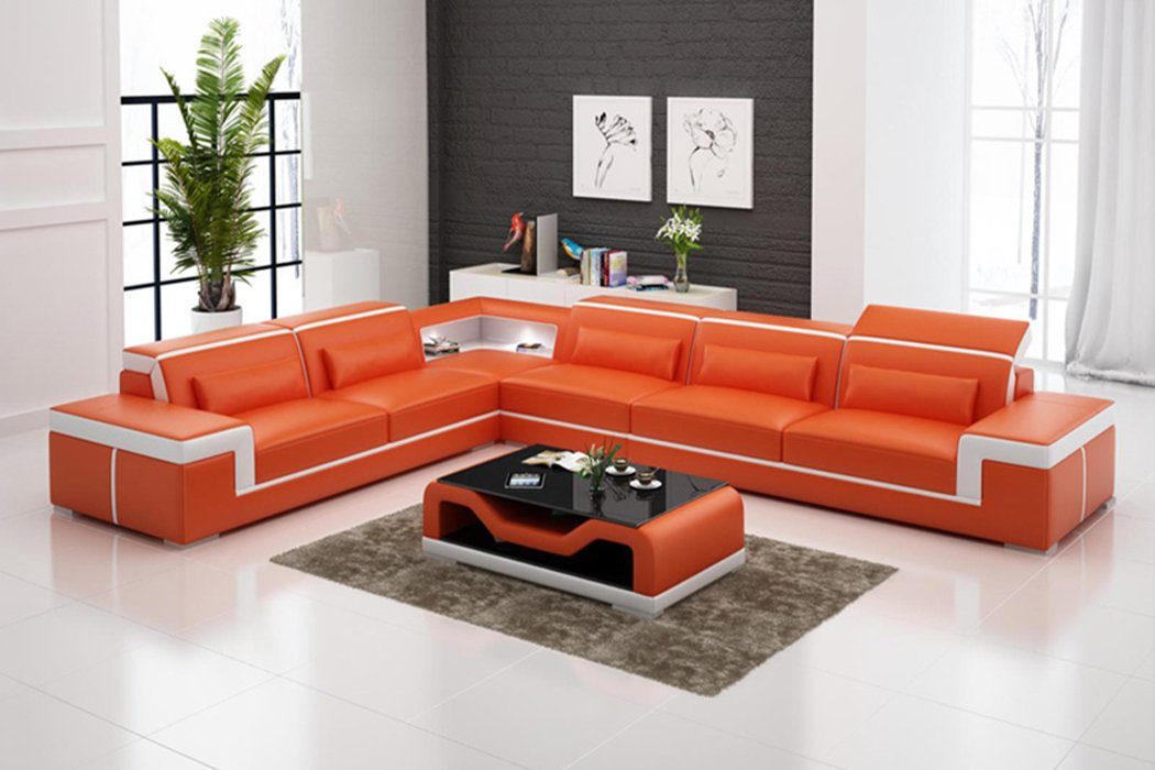 JVmoebel Ecksofa, Designer Sofa Couch Ecksofa Polster Garnitur Wohnlandschaft L-Form Orange