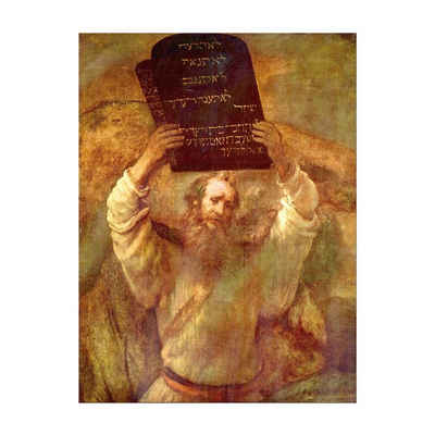 Bilderdepot24 Leinwandbild Alte Meister - Rembrandt - Moses mit den Gesetzestafeln, Menschen
