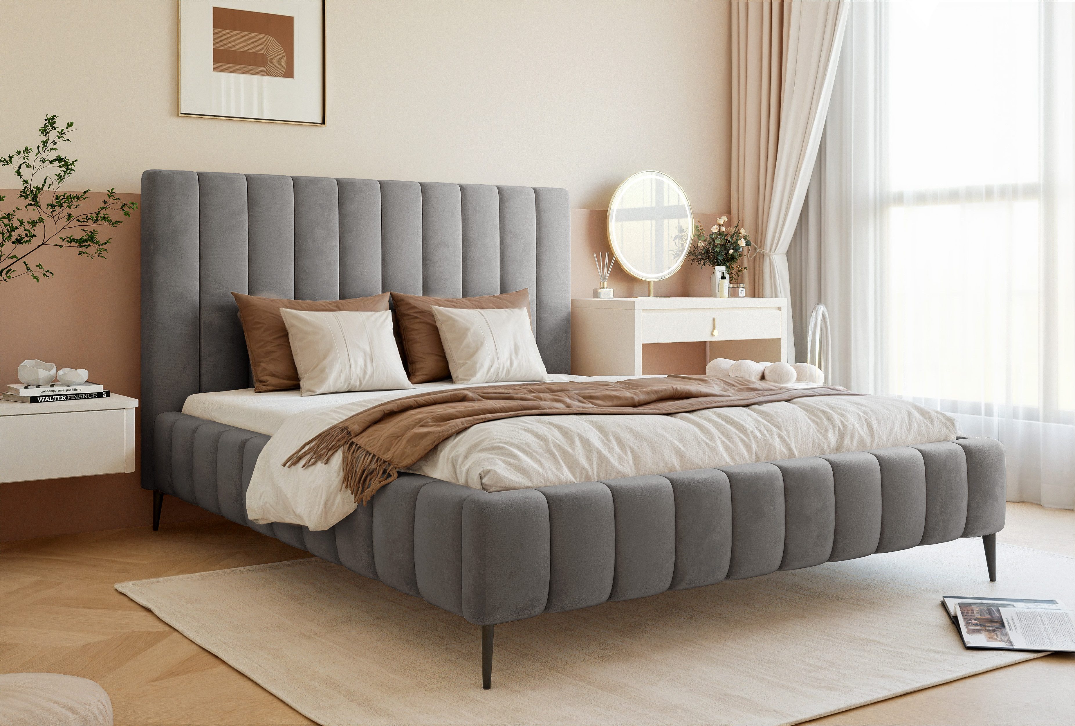 Goldstoff Polsterbett Luxuriöses Bett mit hohem günstig online kaufen