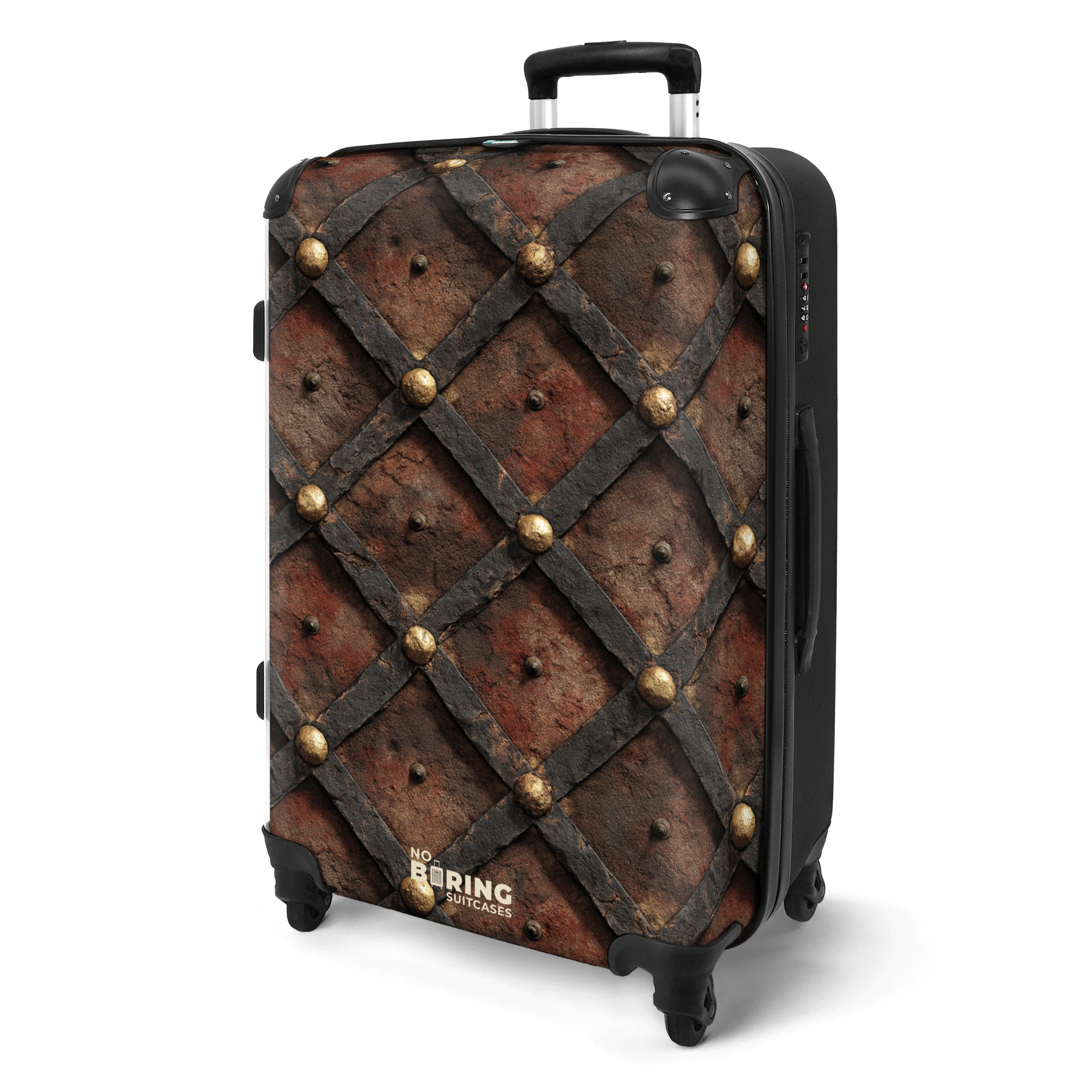 NoBoringSuitcases.com© Hartschalen-Trolley Rautenförmiges Metall mit Nieten günstig online kaufen