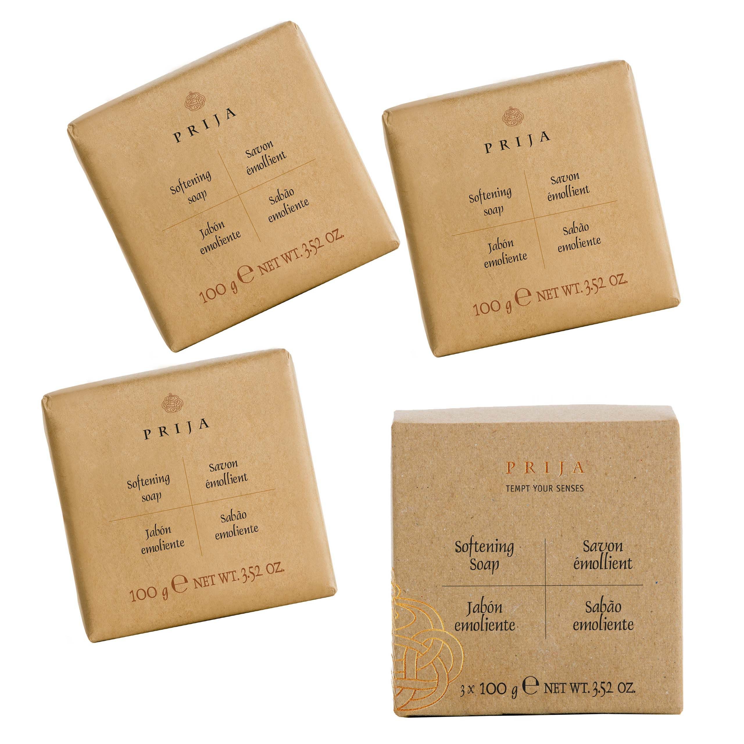 PRIJA Handseife PRIJA pflanzliche Seife mit Glycerin, FEUCHTIGKEITSSPENDEND, 3-tlg.