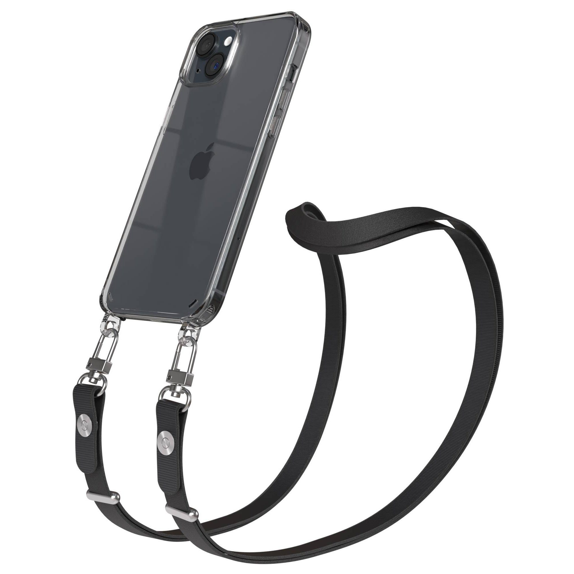 EAZY CASE Handykette für Apple iPhone 15 Plus Handyhülle mit Handyband magnetisch, Handykette in Schwarz mit Magnetband und Länge bis 1,90 m