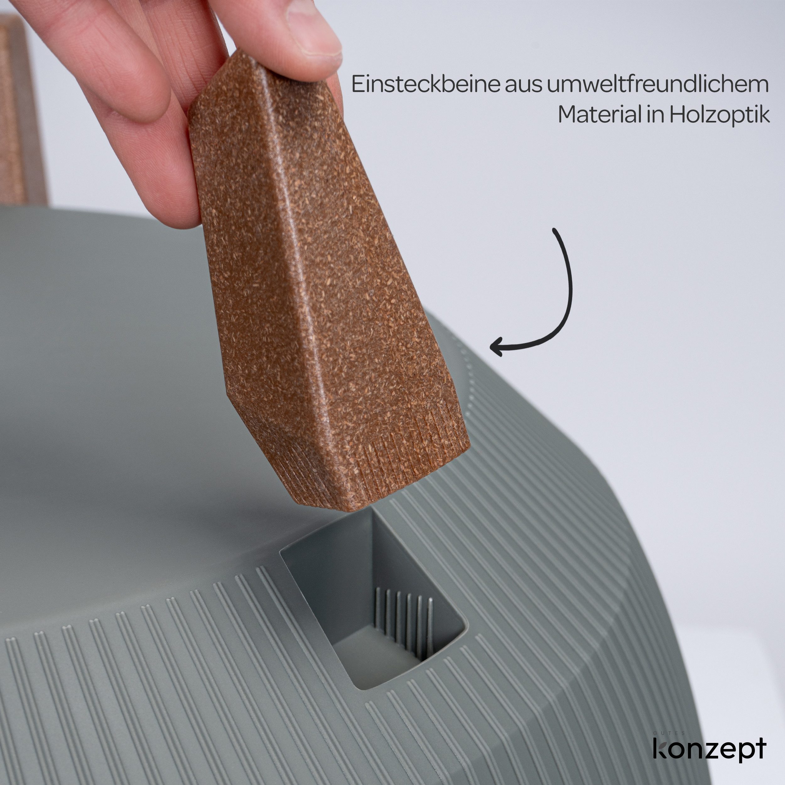 KONZEPT Blumentopf mit Füßen – großer Blumenkübel aus Kunststoff, runde Pflanzschale, 40 oder 47cm, modern & wetterfest, für Innen und Außen – Bild 5 von 5
