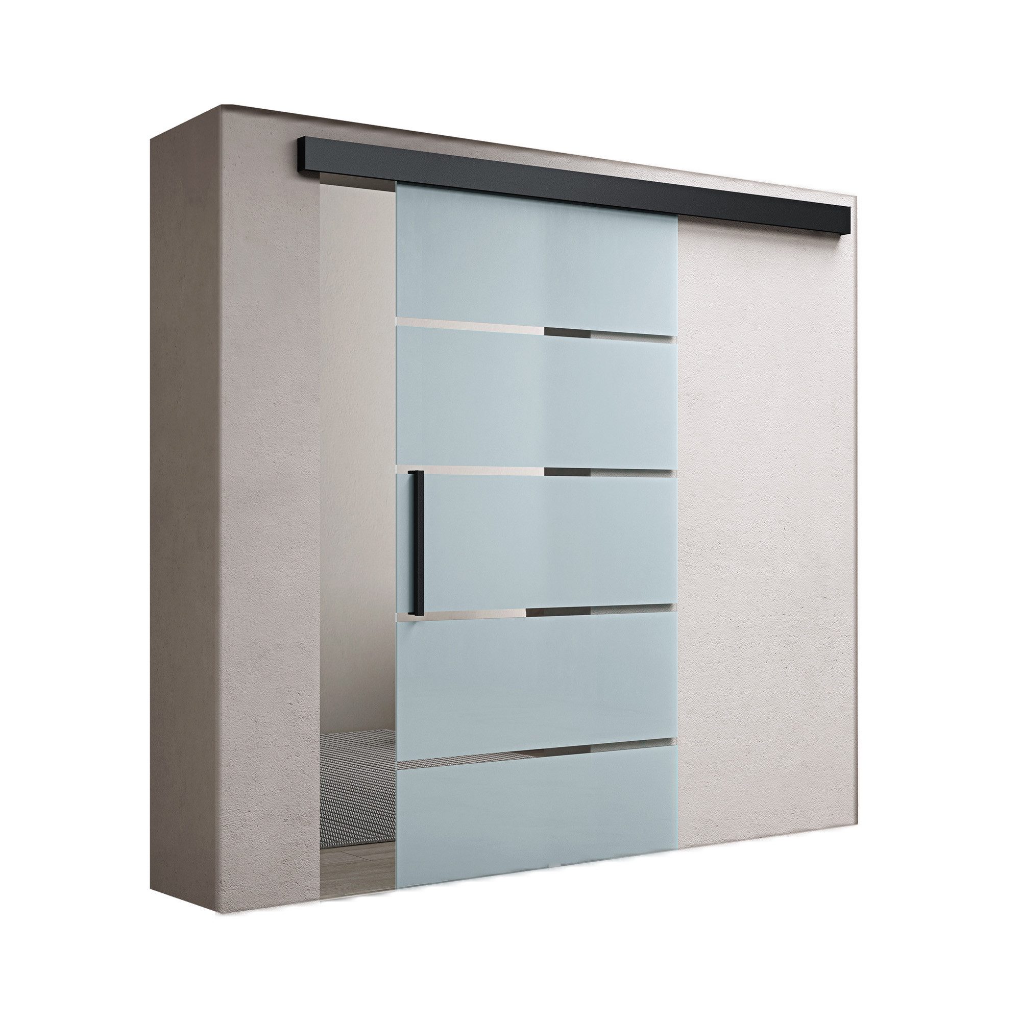 doporro Glasschiebetür Türen Schwarz Softclose-Automatik Schiebetür Schwebe günstig online kaufen