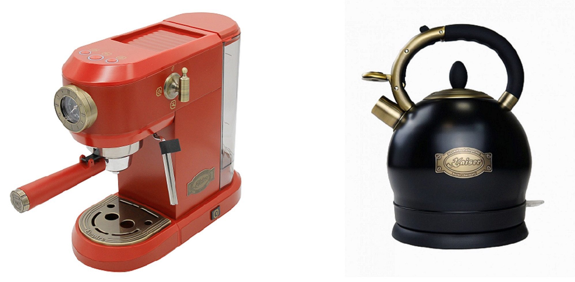 Kaiser Küchengeräte Espressomaschine, Siebträger-Espressomaschine, 19 bar+Exklusiver Retro Wasserkoche