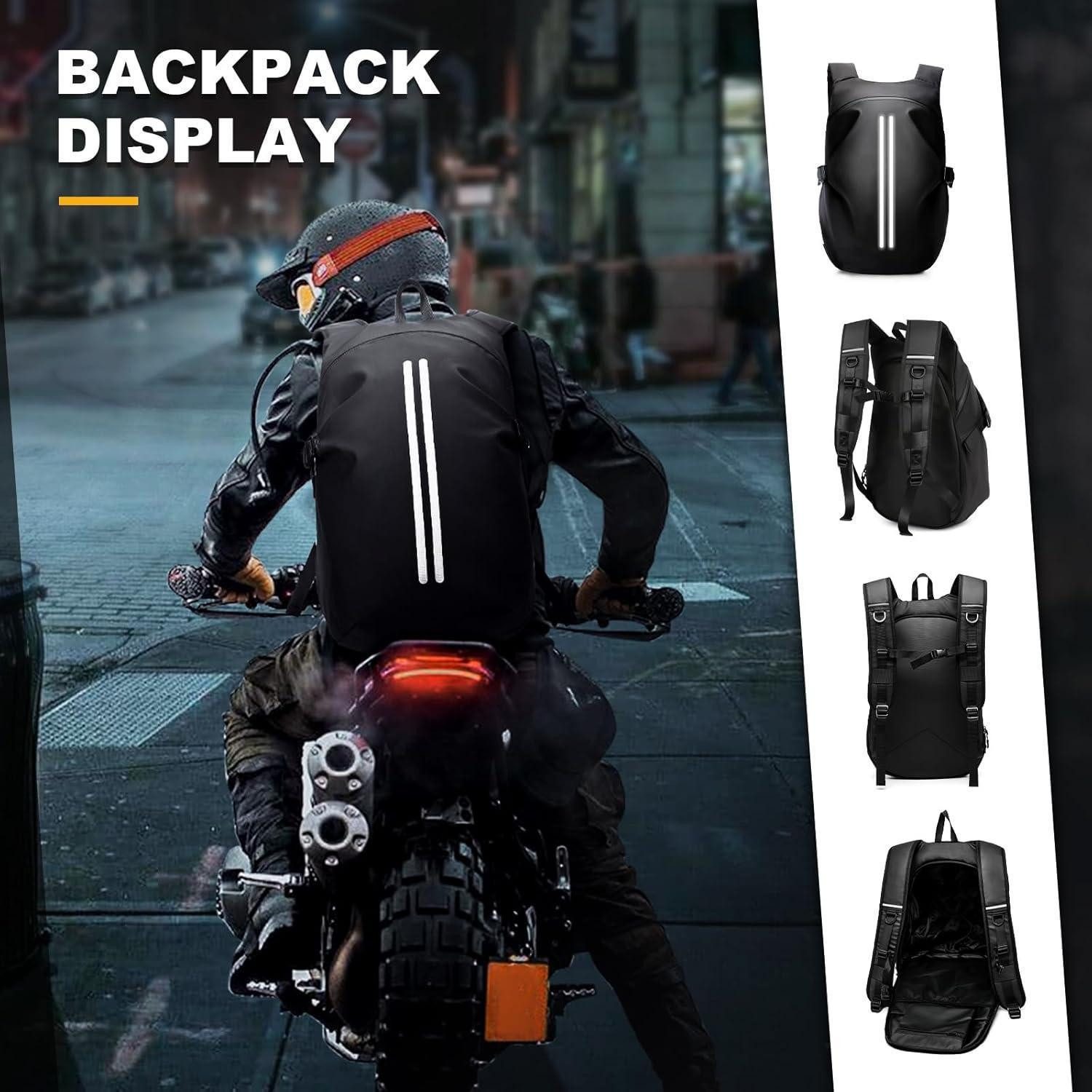 LuxusKollektion Sportrucksack Motorrad Rucksack Helmrucksack wasserdicht Herren schwarz F-schwarz L