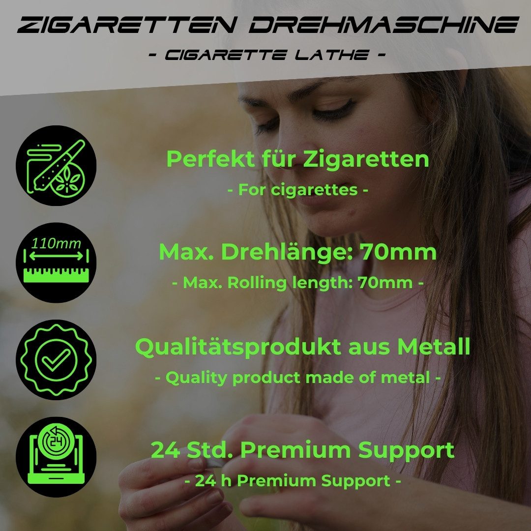 EKNA Drehmaschine - Drehmaschine Zigaretten - Cigarette Machine 70mm - NICHT konisch!, 6mm & 8mm Filter, MIT Anleitung! – Bild 3 von 5