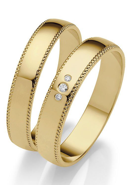 Firetti Trauring Schmuck Geschenk Gold 375 Hochzeit Ehering "LIEBE", Made in Germany, wahlweise mit oder ohne Brillanten