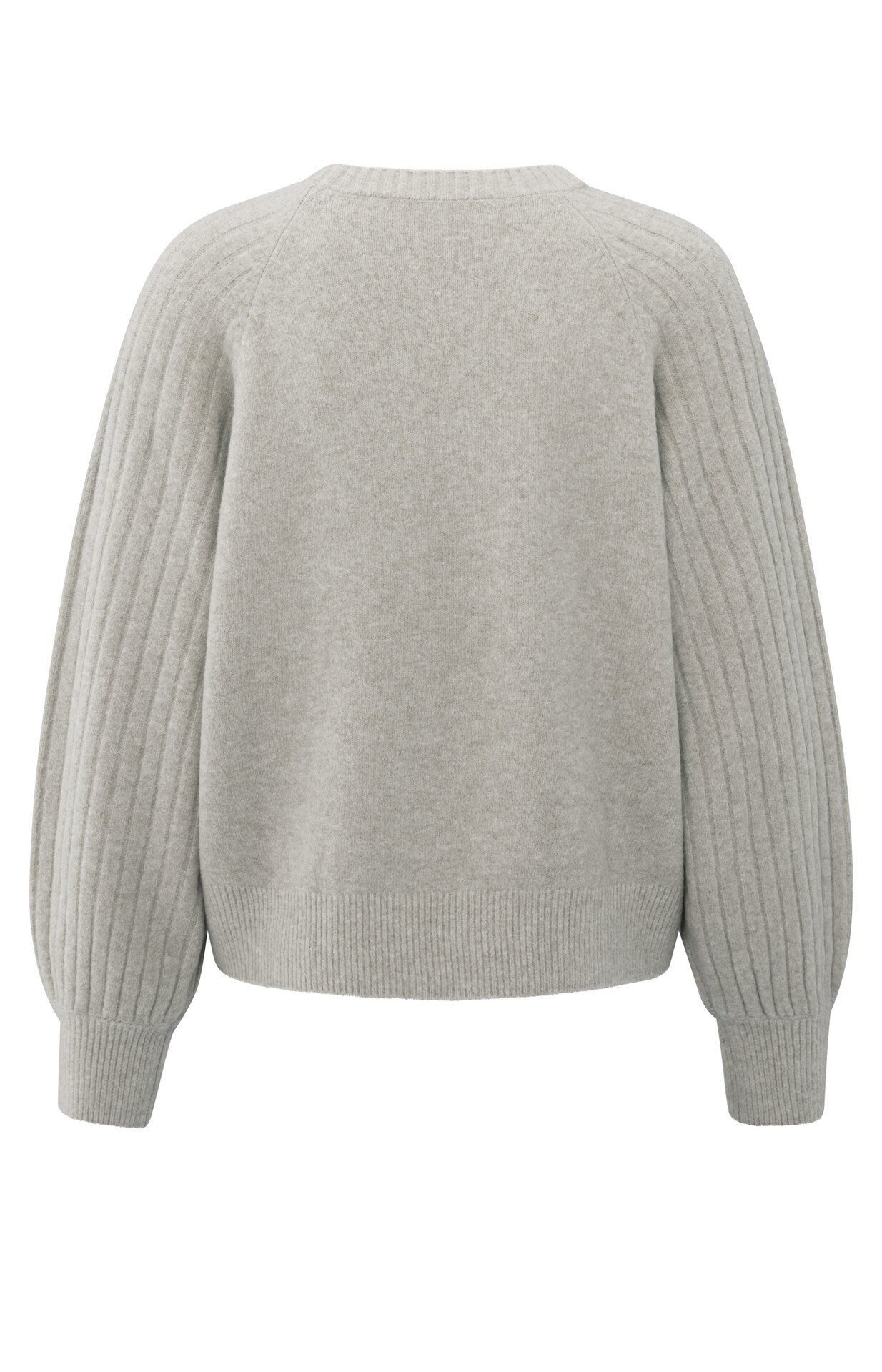 YAYA Rundhalspullover Pullover mit gerippten Ärmeln günstig online kaufen