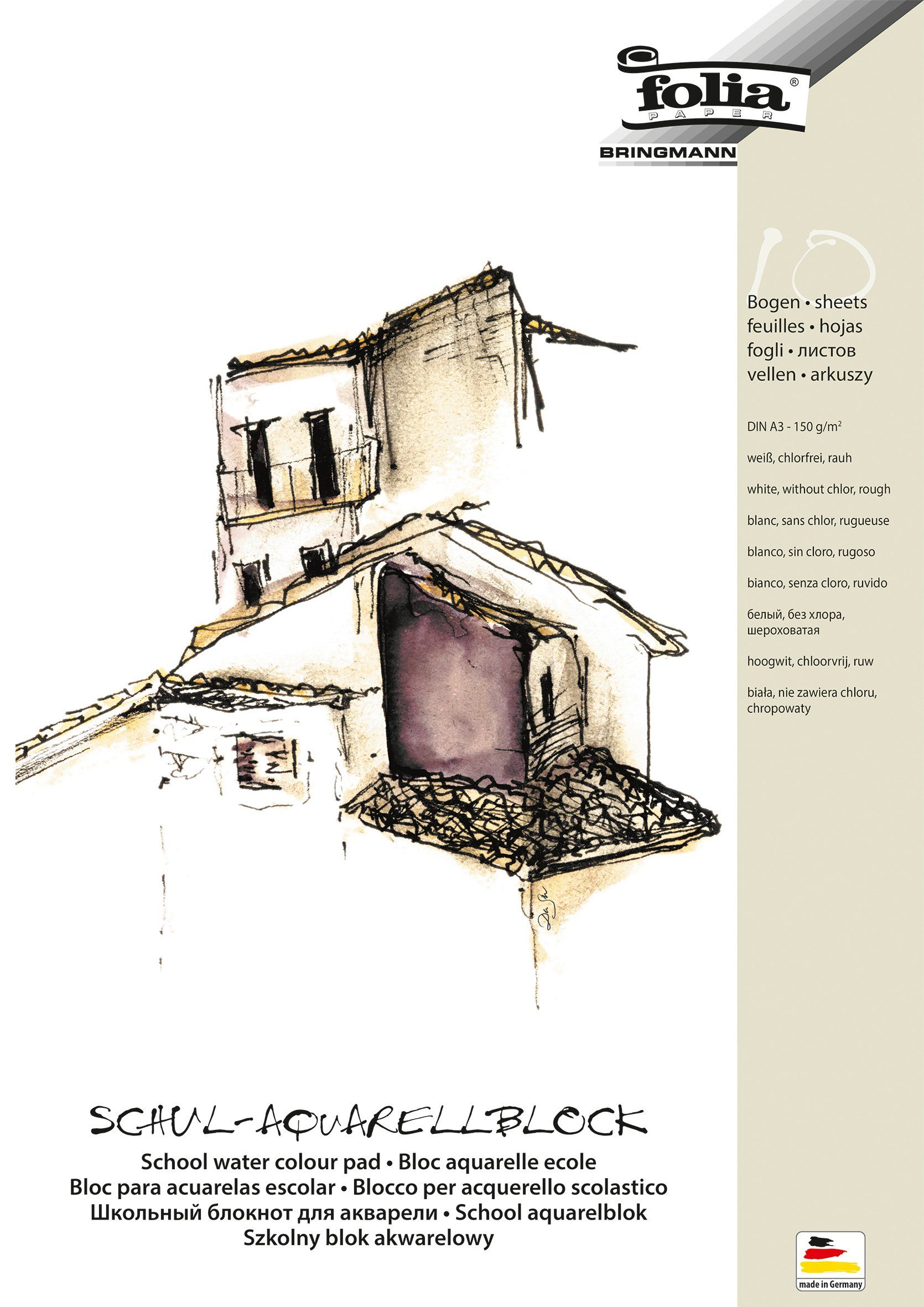 Folia Zeichenpapier, leicht strukturiert, 10 Blatt