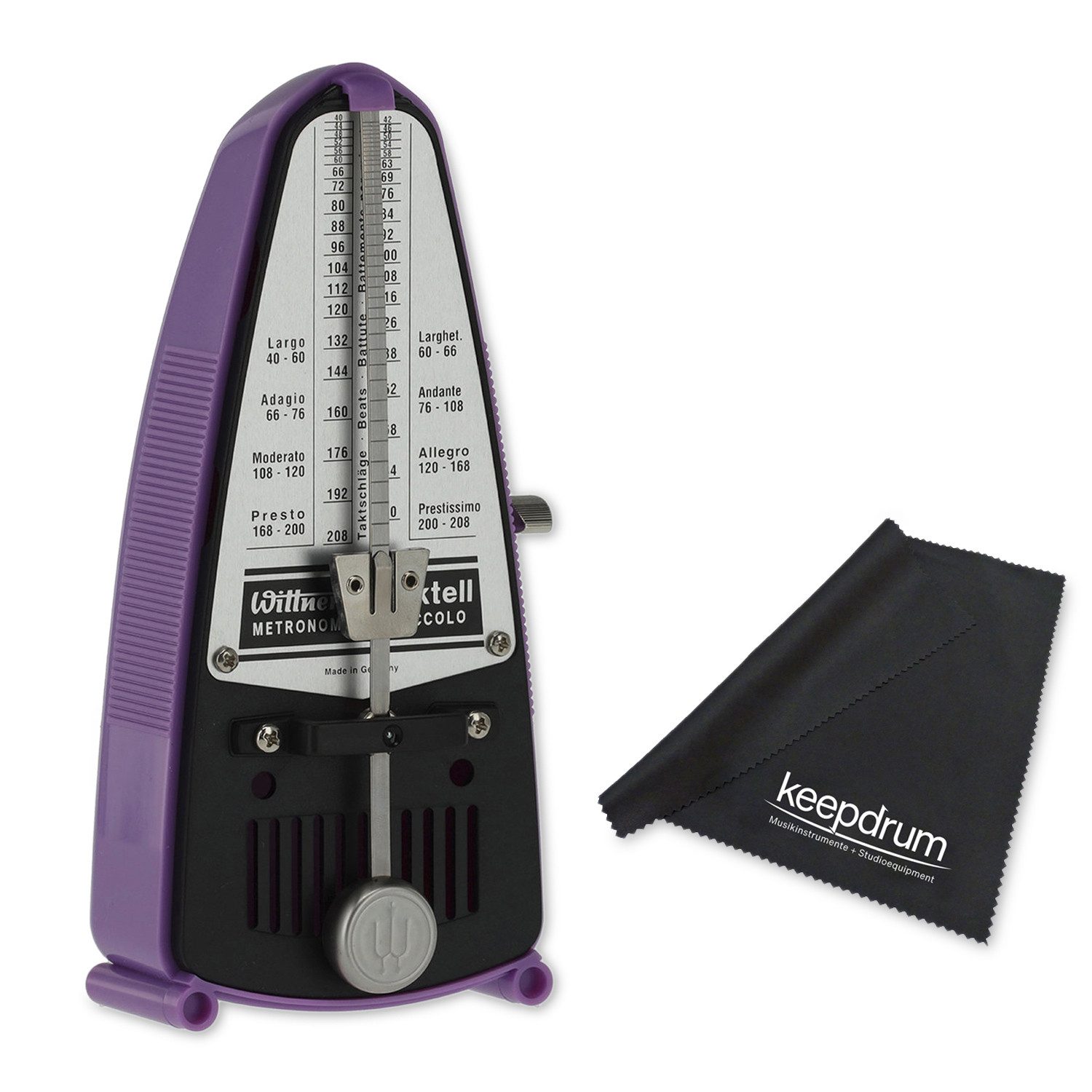 Wittner Metronom Wittner Metronom Taktell Piccolo mechanisch Violett mit Tuch, Mechanisch