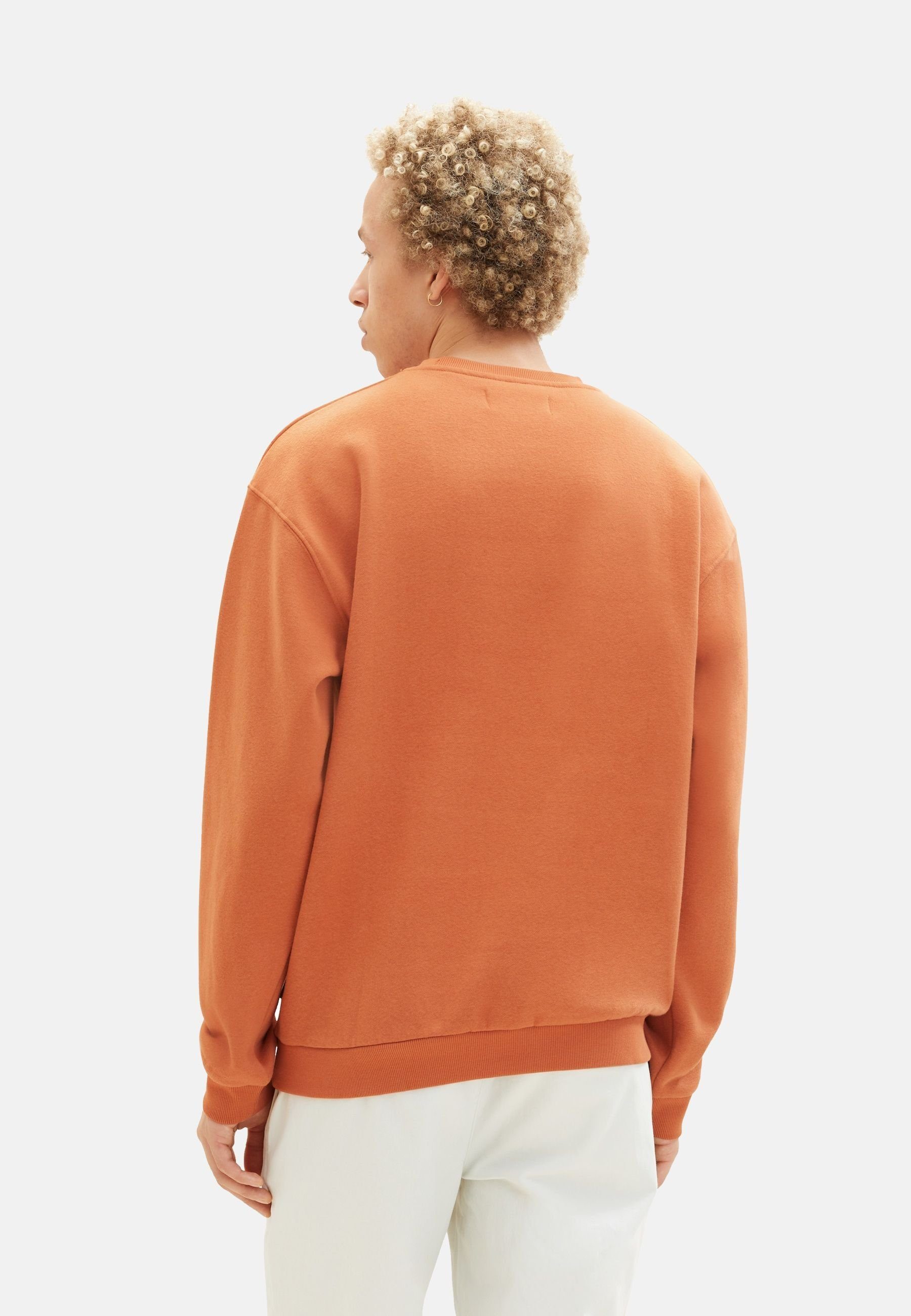 TAILOR TAILOR (1-tlg) mit TOM Denim TOM orange Sweatshirt Pullover ohne kleinem Kapuze Sweatshirt