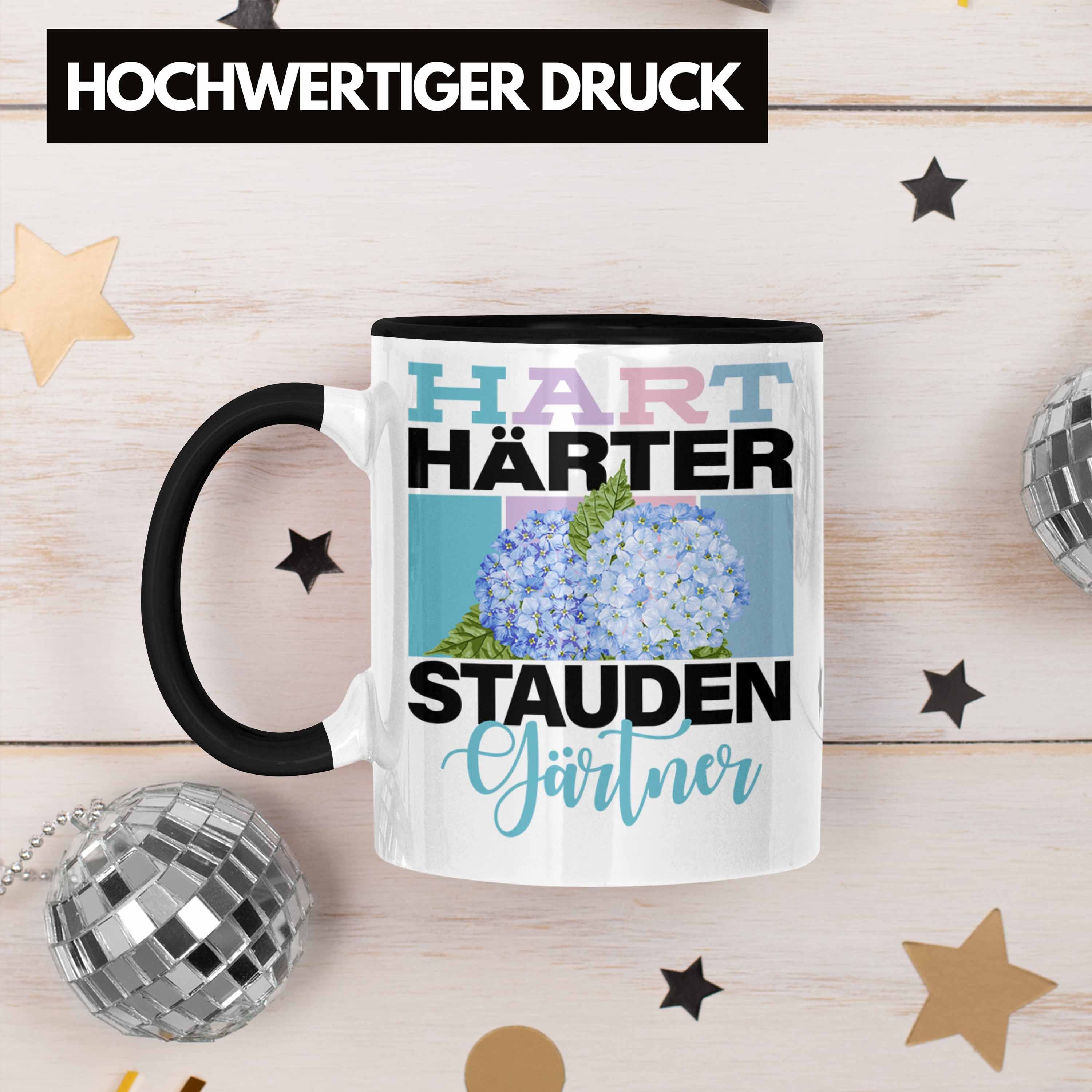 Trendation Tasse Geschenk für Staudengärtner Schwarz Staudeng Tasse "Hart Spruch Lustige Härter