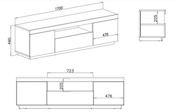 Domando Lowboard Lowboard Ravello M1, Breite 170cm, Push-to-open-System