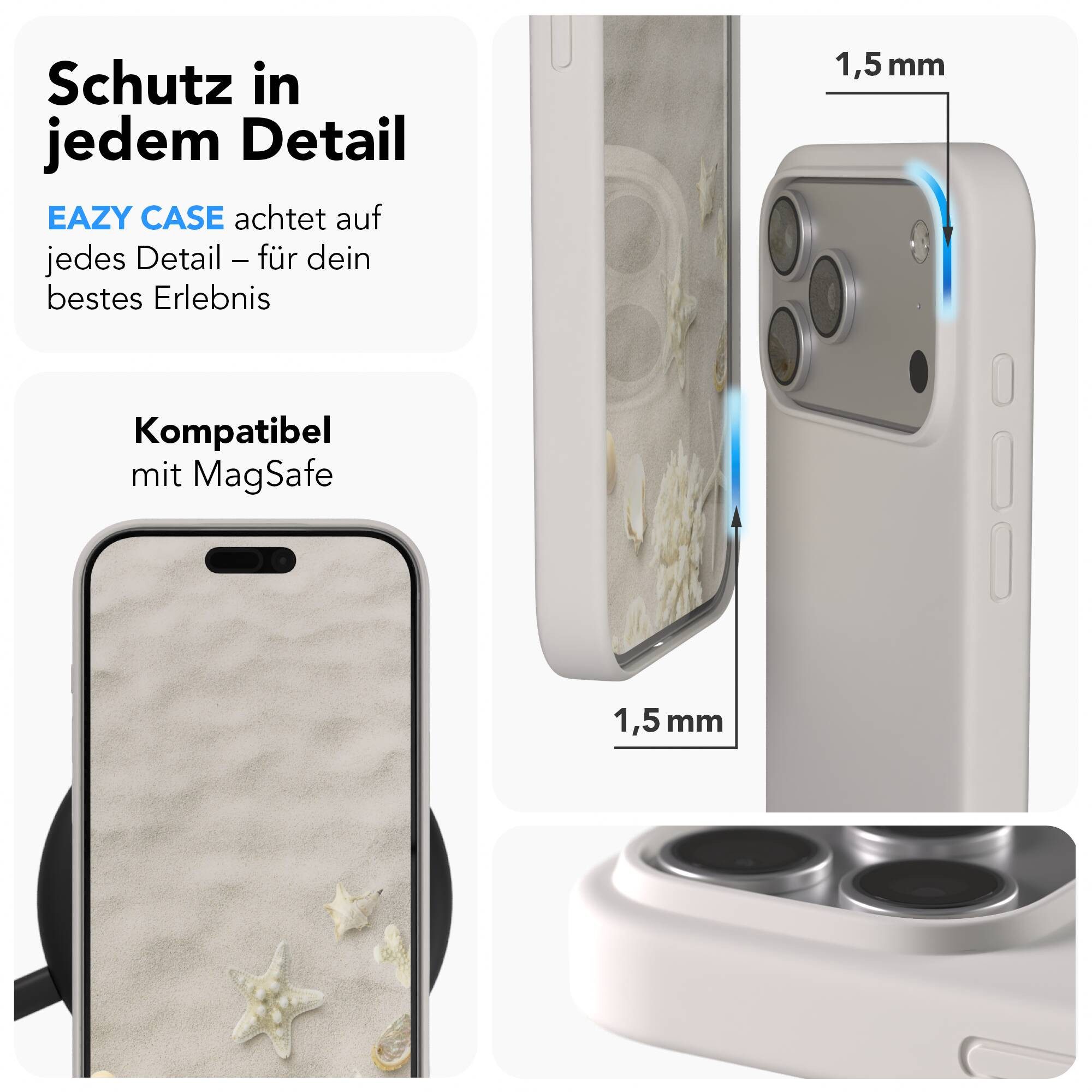 EAZY CASE Handyhülle für Apple iPhone 17 Pro Max Hülle Silikon 6,9 Zoll, Schutzcase mit MagSafe Slimcover Silikonschutzhülle elastisch Taupe – Bild 3 von 5
