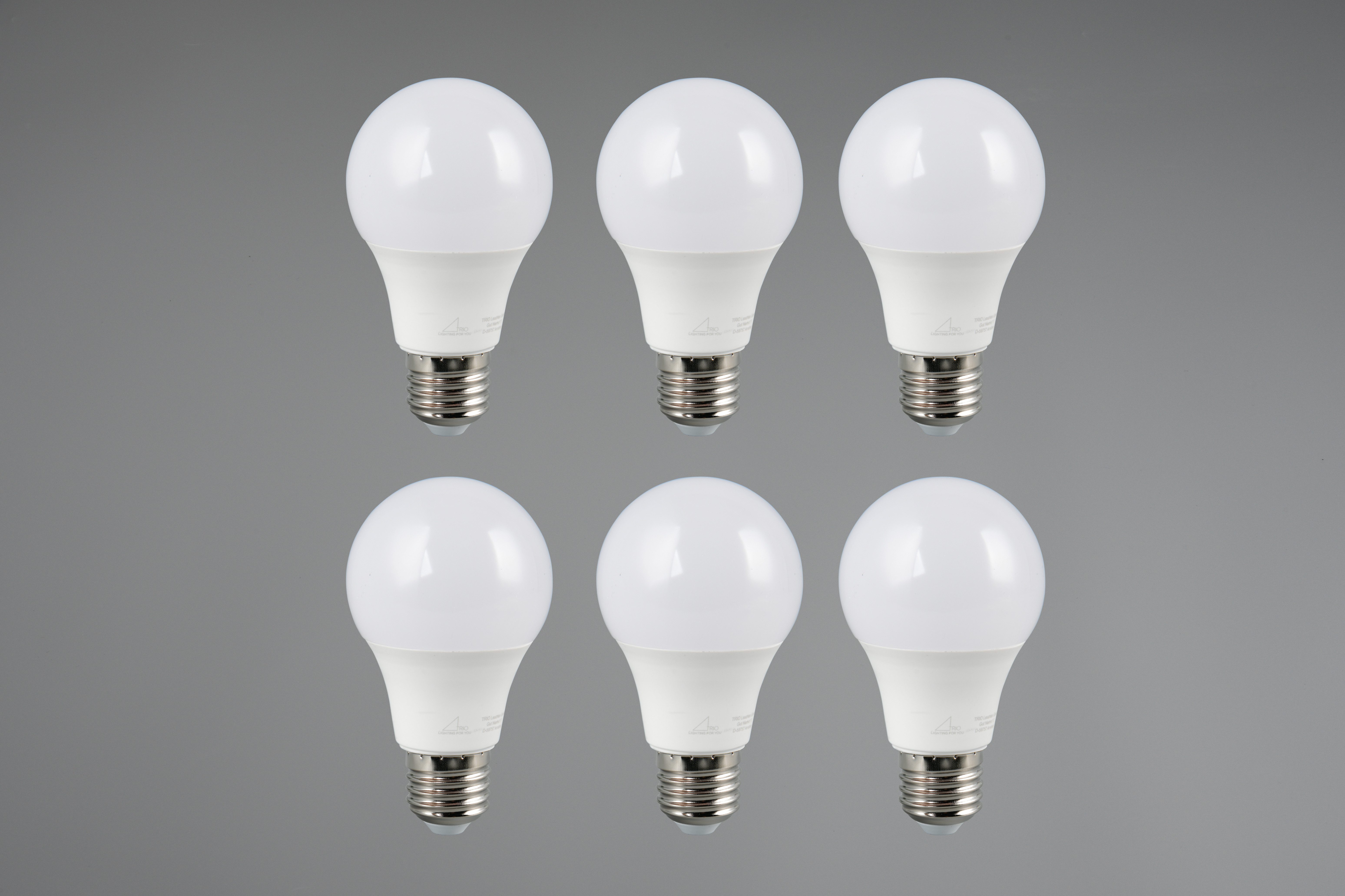 TRIO Leuchten LED-Leuchtmittel Leuchtmittel Set E27, E27, 6 St., Warmweiß, 6er Set Leuchtmittel E27 Fassung, Glühbirne E27 LED warmweiß