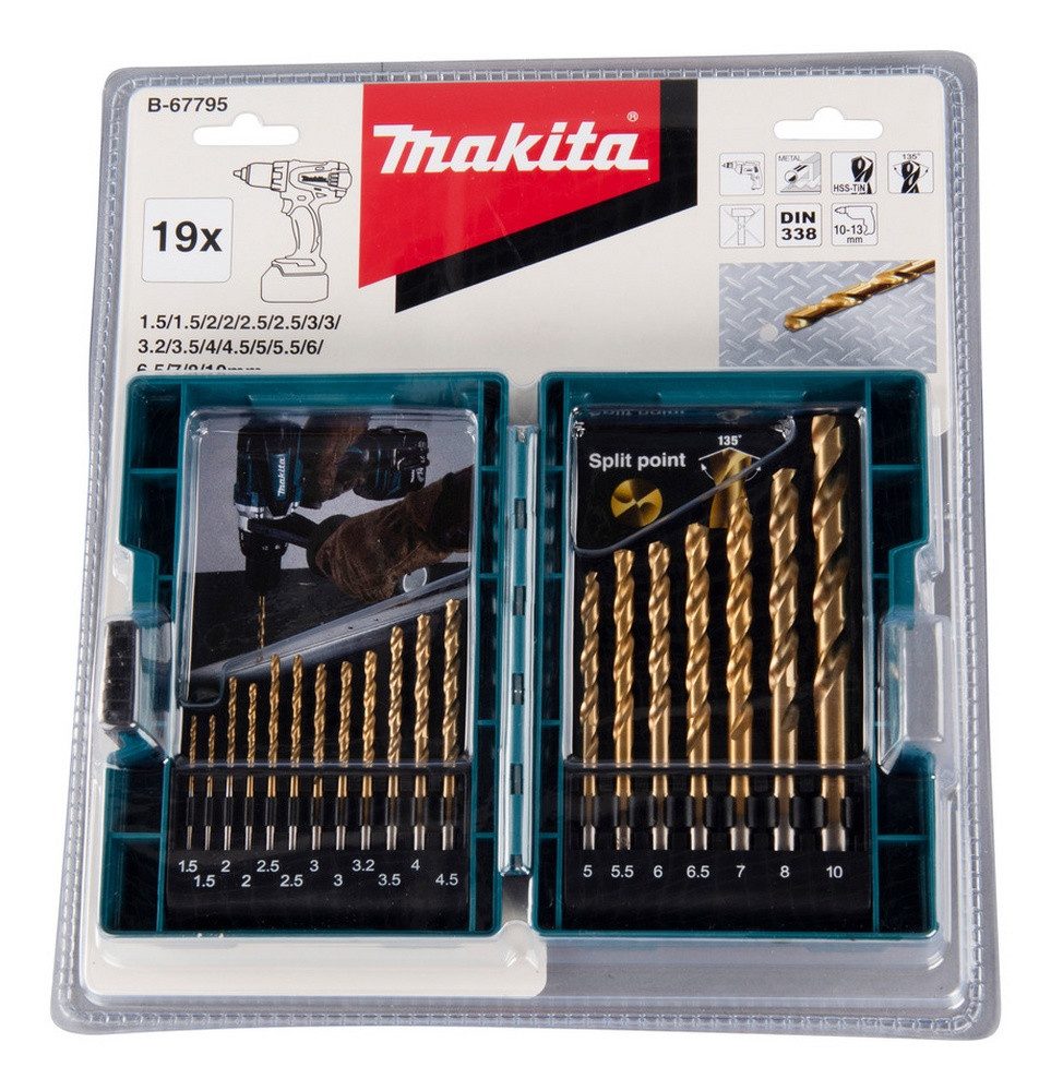 Makita Bohrersatz, HSS TiN Metallbohrer-Set Ø 1,5 - 10 mm