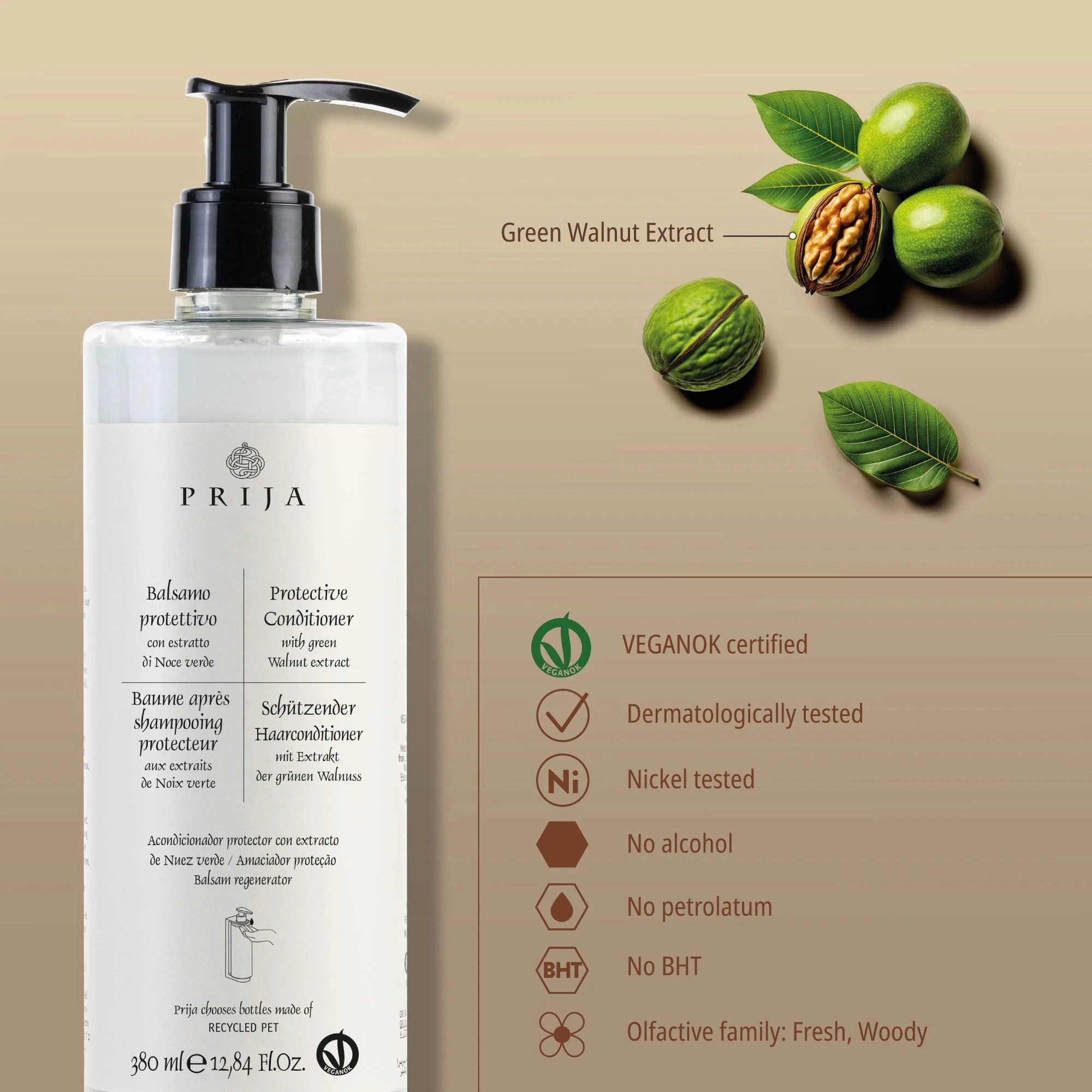 PRIJA Haarspülung PRIJA Conditioner 380ml mit grüner Walnuss Extrakt, 1-tlg.