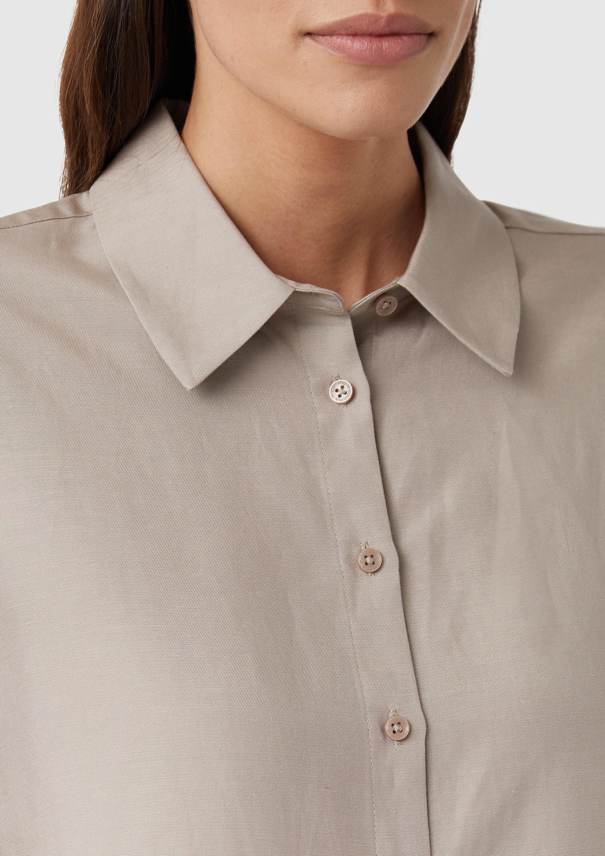 comma Langarmbluse Bluse Hemdbluse aus Leinenmix im Relaxed Fit
