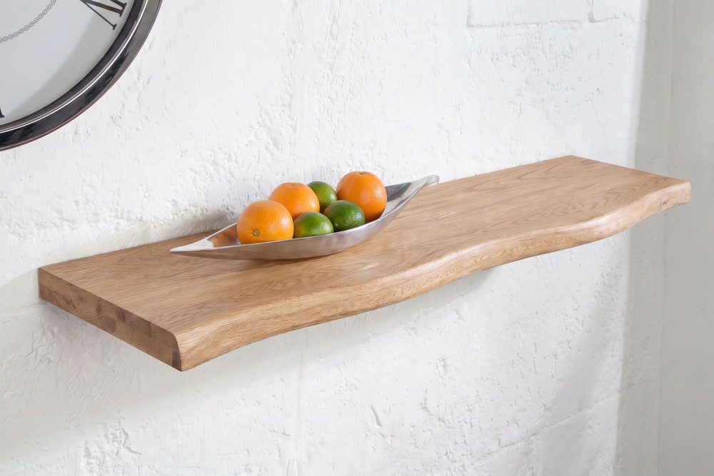 riess-ambiente Wandregal GRAND OAK 115cm natur - geöltes Eichenholz, Baumkante, Handgefertigt, Einzelartikel 1-tlg., Natürliche Ablage - ideal für Wohn- und Schlafzimmer oder Flur