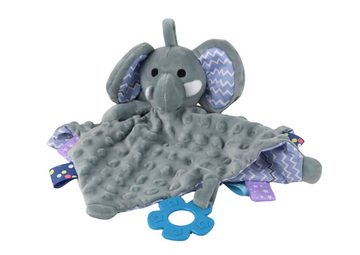 LEAN Toys Lernspielzeug Kuscheltier Elefantenmotiv Spielzeug Wannen Beißring Rassel Decke