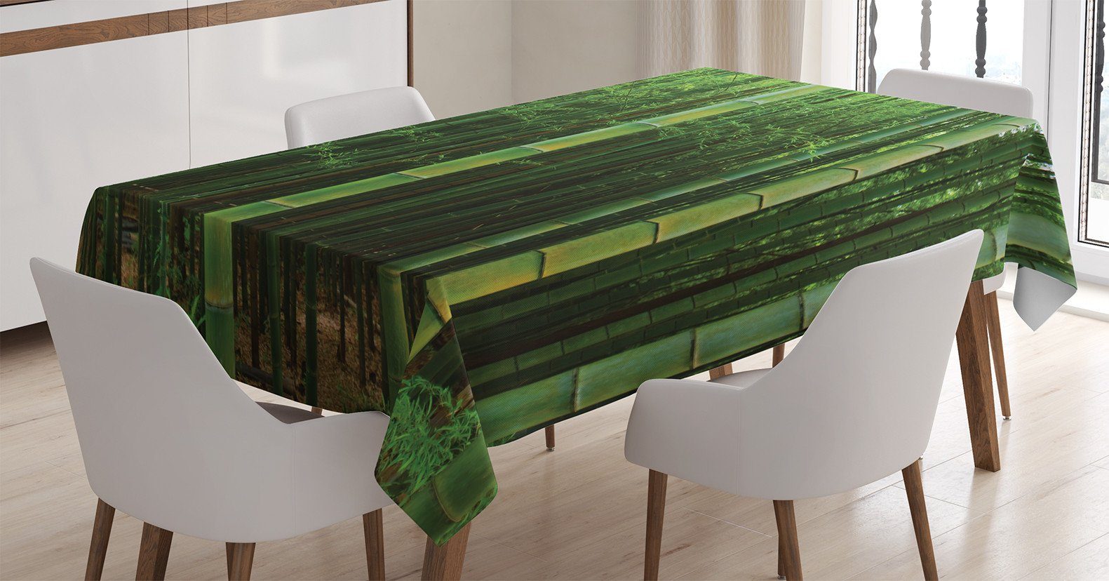 Abakuhaus Tischdecke Farbfest Waschbar Für Exotische Bambus-Wald Grün Farben, geeignet Klare Außen den Bereich