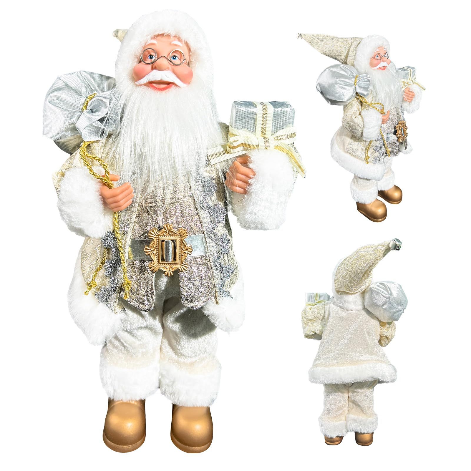 M&W DAS DESIGN Weihnachtsmann Weihnachtsmann-Figur mit Geschenksack stehende Tischdeko 32 x 18 x 8cm