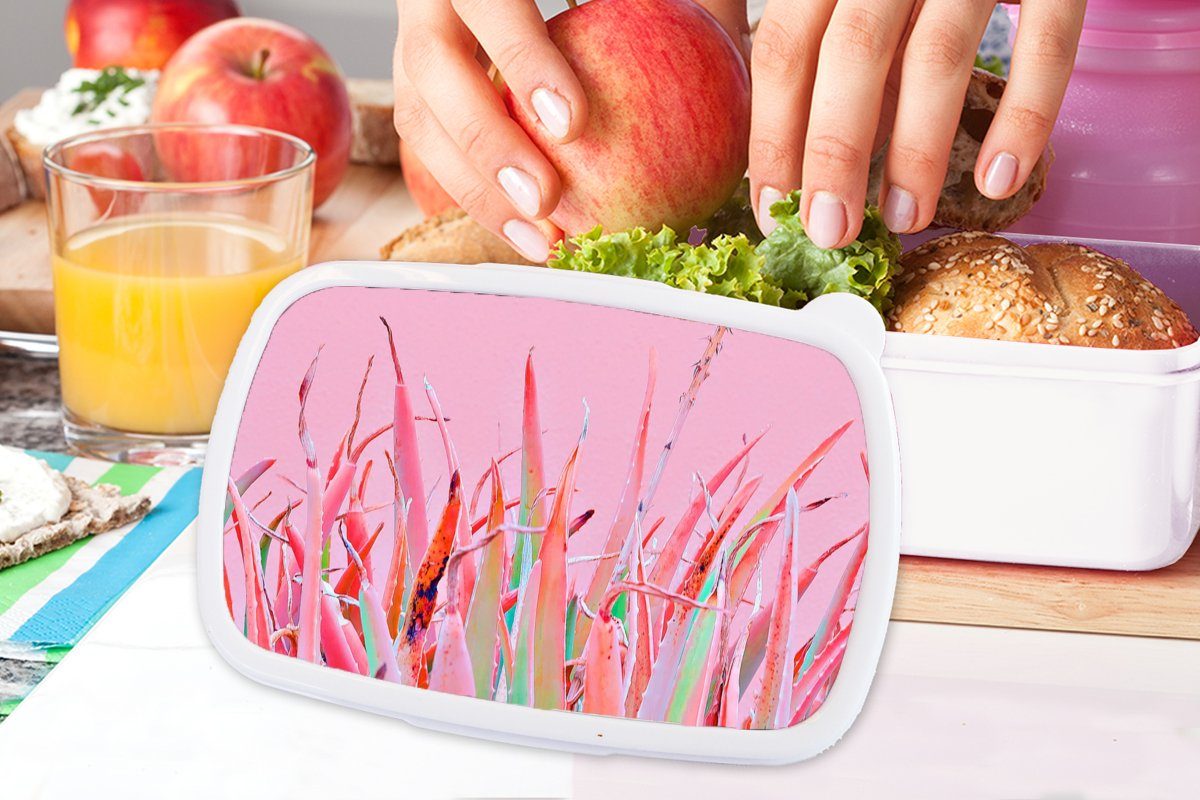 MuchoWow Lunchbox Sommer - Brotbox Kinder für - und Pastell, Brotdose, Erwachsene, Mädchen Pflanzen für weiß (2-tlg), Jungs und Kunststoff