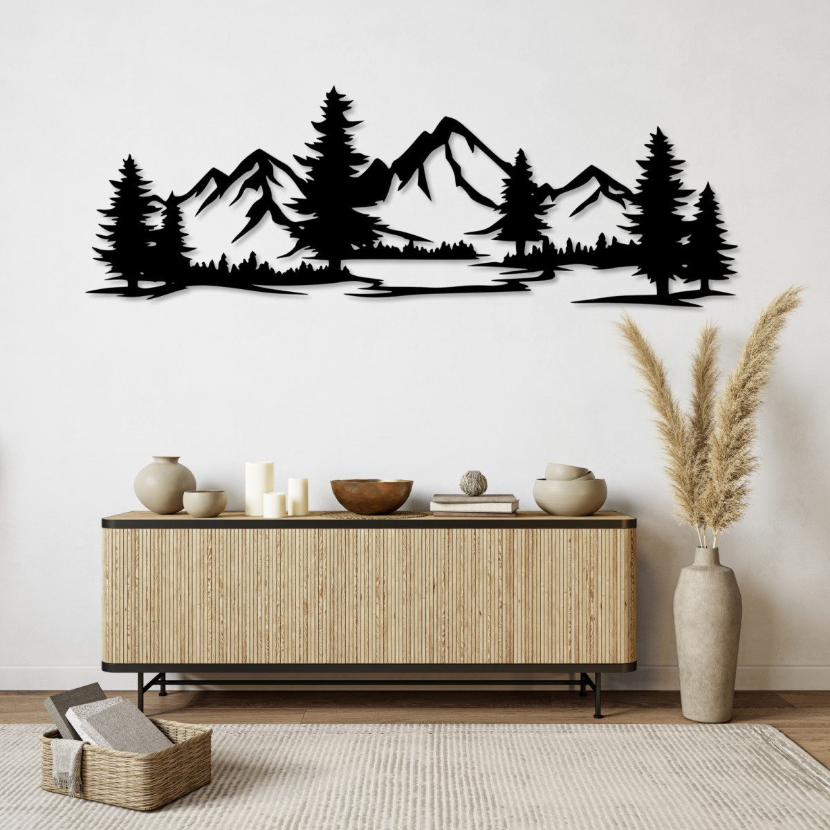 EYOKA Wanddekoobjekt 3D Wandbild aus Holz Wanddeko Moderne Holzkunst 6mm stark (6mm), Wandbild für Wohnzimmer Schlafzimmer Büro mit Doppelseitigem Klebeband