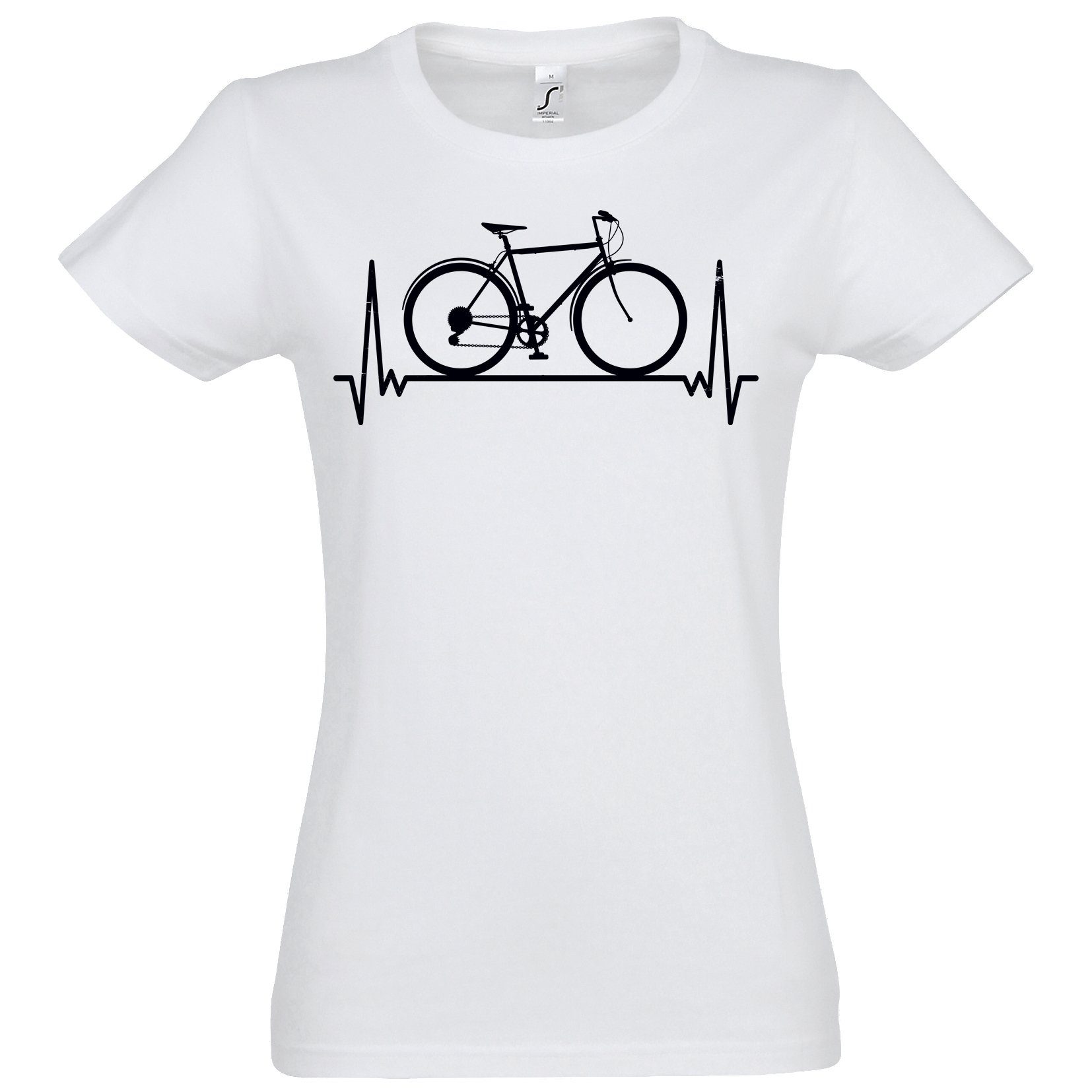 Youth Designz T-Shirt Heartbeat Fahrrad Damen Shirt mit trendigem Frontprint