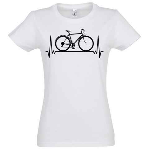 Youth Designz T-Shirt Heartbeat Fahrrad Damen Shirt mit trendigem Frontprint