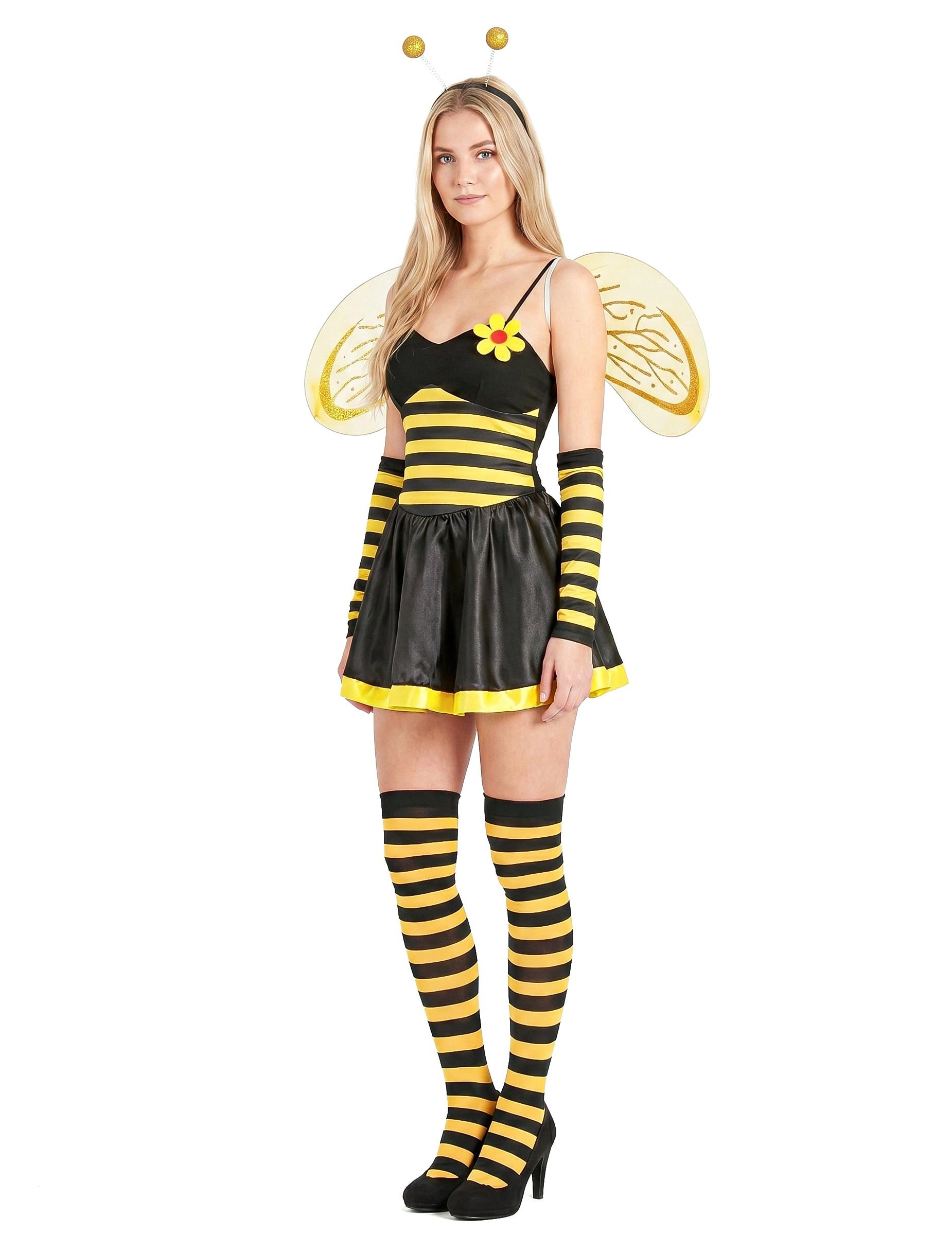 JADEO Kostüm Sexy Biene Damenkostüm Bienchen schwarz-gelb