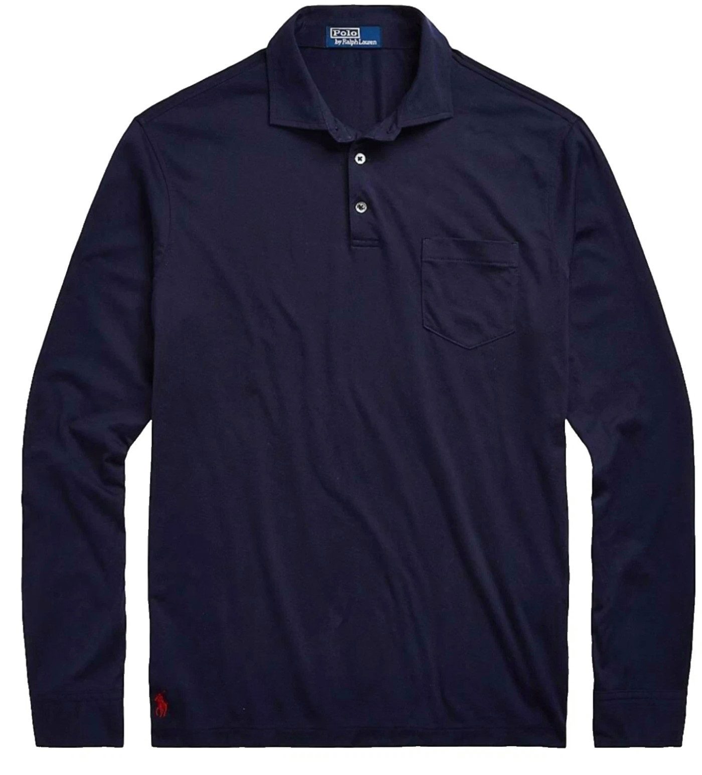 Polo Ralph Lauren Langarm-Poloshirt Herren Hemd Luxus Pima Cotton Slim Cut Perlmuttknöpfe, Gerader Saum, Brusttasche, Pima Cotton