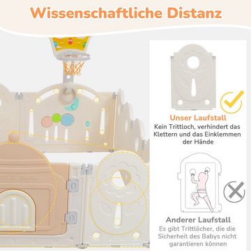 REDOM Laufgitter 12+2Baby-Laufstall (mit Spielbrett aus HDPE faltbar), Kunststoff-Sicherheitstor mit Tür