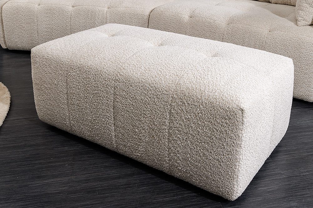 riess-ambiente Fußhocker ROYAL 120cm champagner beige - Bouclé, Federkern, Ziersteppung (Einzelartikel, 1 St), gepolsterter Sitzhocker - ideal für Ankleide, Garderobe & Wohnzimmer