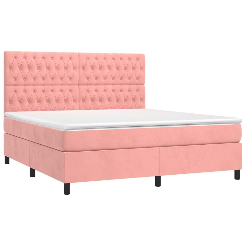 Bett Boxspringbett mit Matratze & LED Rosa 160x200 cm Samt