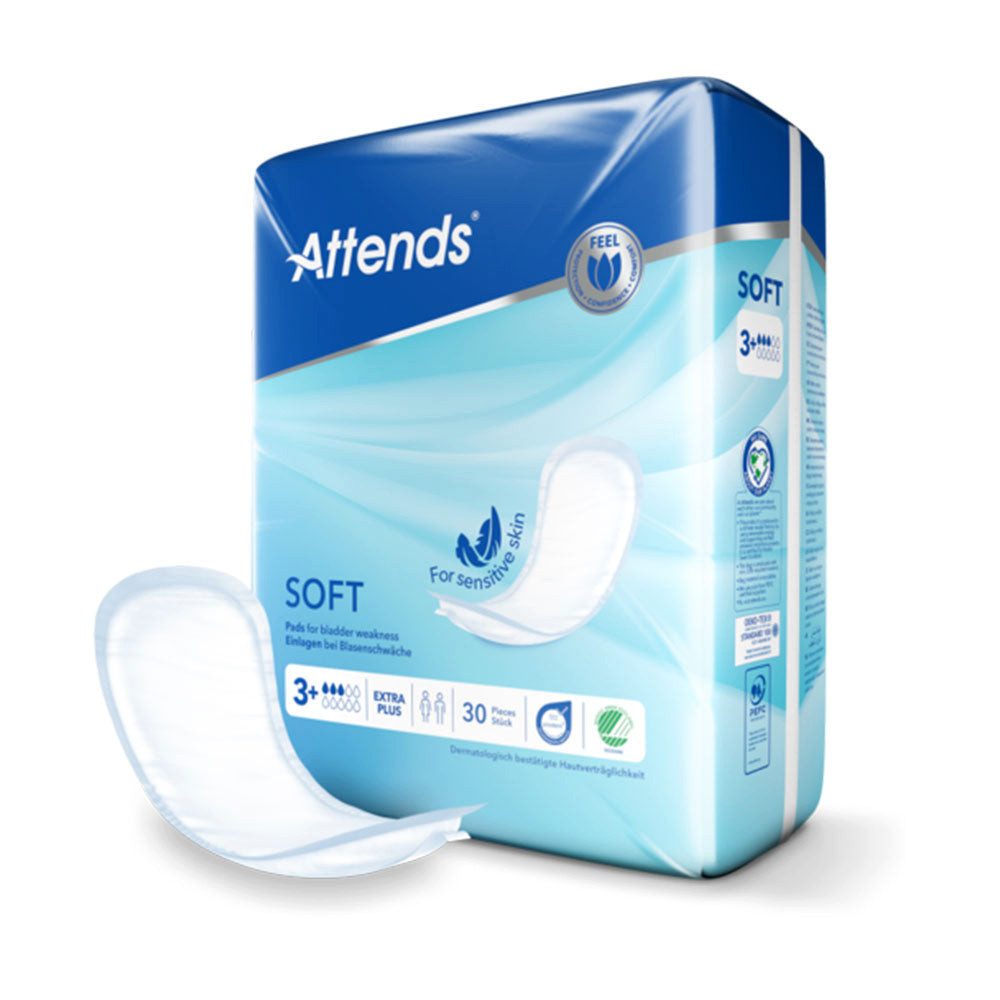 Attends GmbH Inkontinenzslip Attends Soft 3+ Extra Plus (Packung, 30-St) Saugstärke 3/10, ca. 36,5 cm, Klebestreifen, Geruchsbindung
