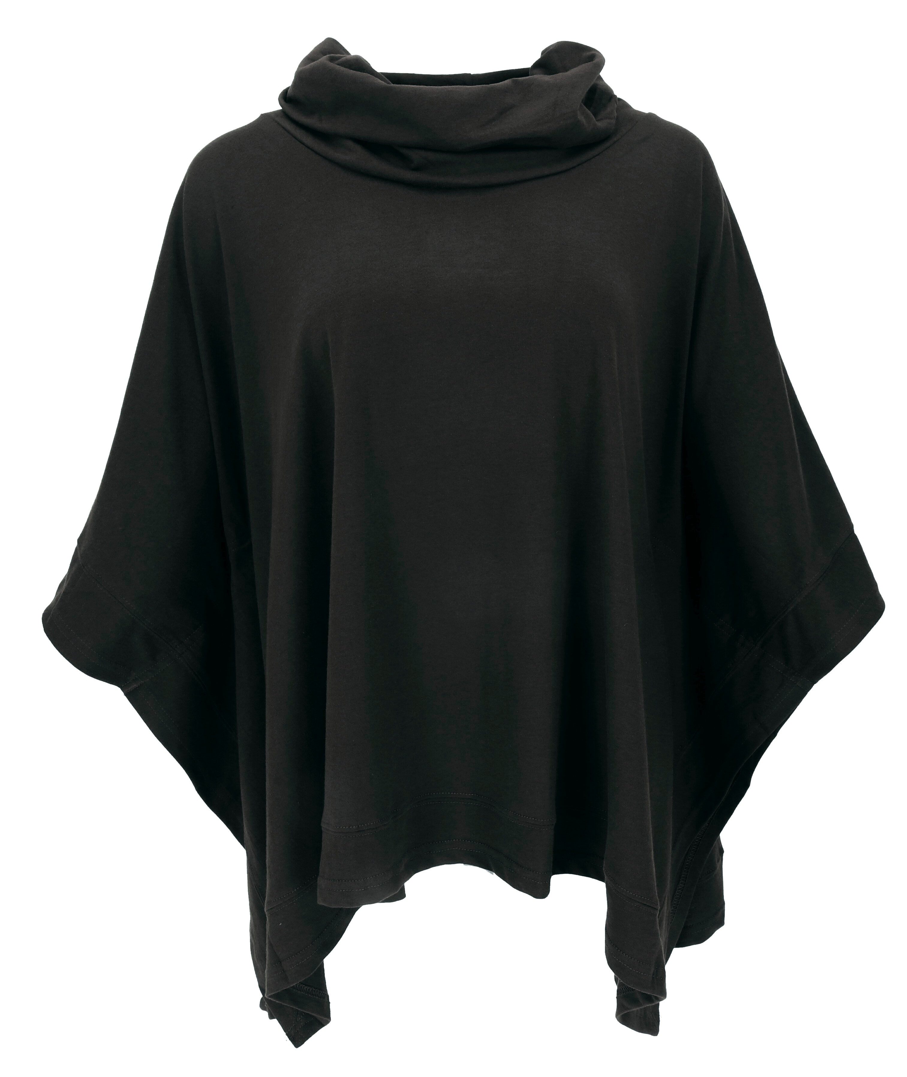 Guru-Shop Longsleeve Ponchoshirt mit Schalkragen, Plus size Shirt.. alternative Bekleidung