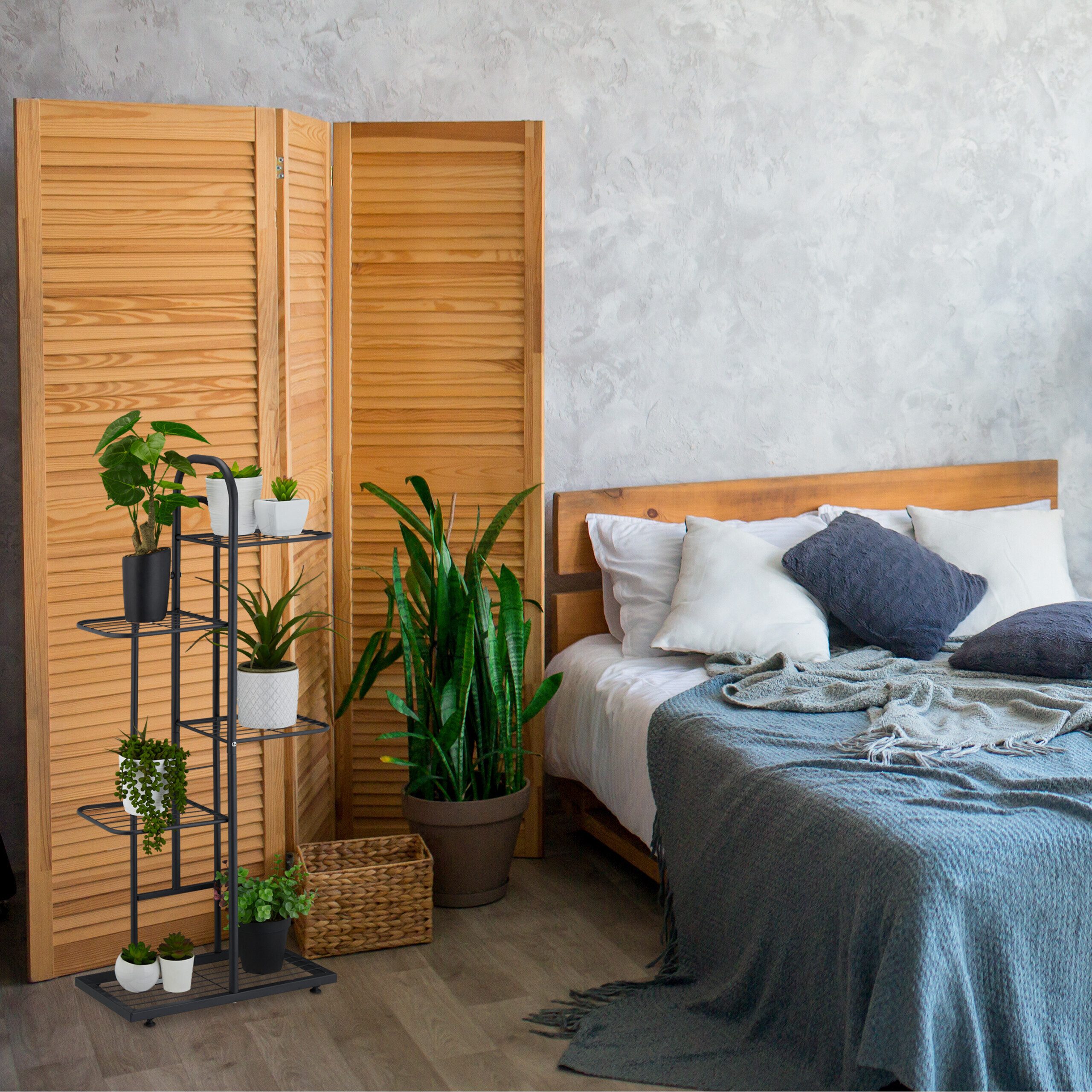 relaxdays Pflanzentreppe Pflanzenständer 5 Ablagen