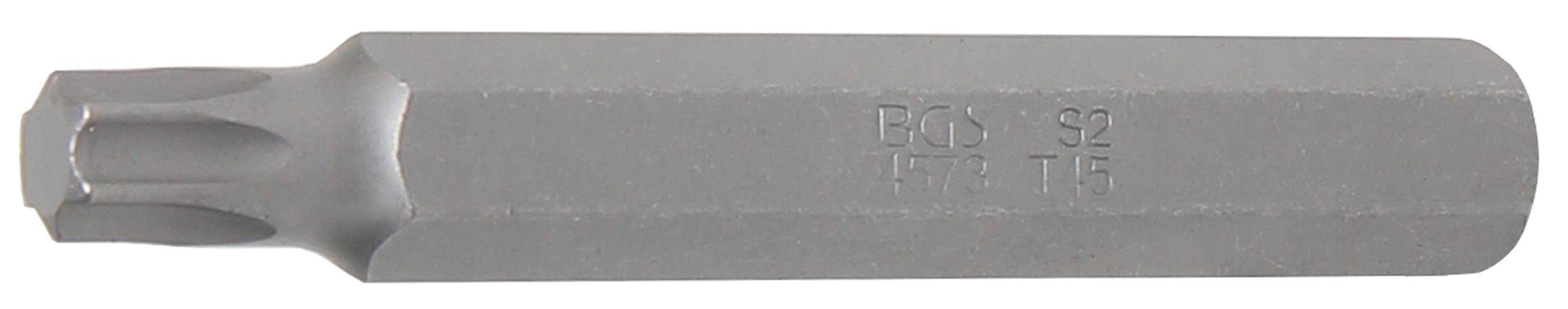 BGS technic Bit-Schraubendreher Bit, Länge 75 mm, Antrieb Außensechskant 10 mm (3/8), T-Profil (für Torx) T45